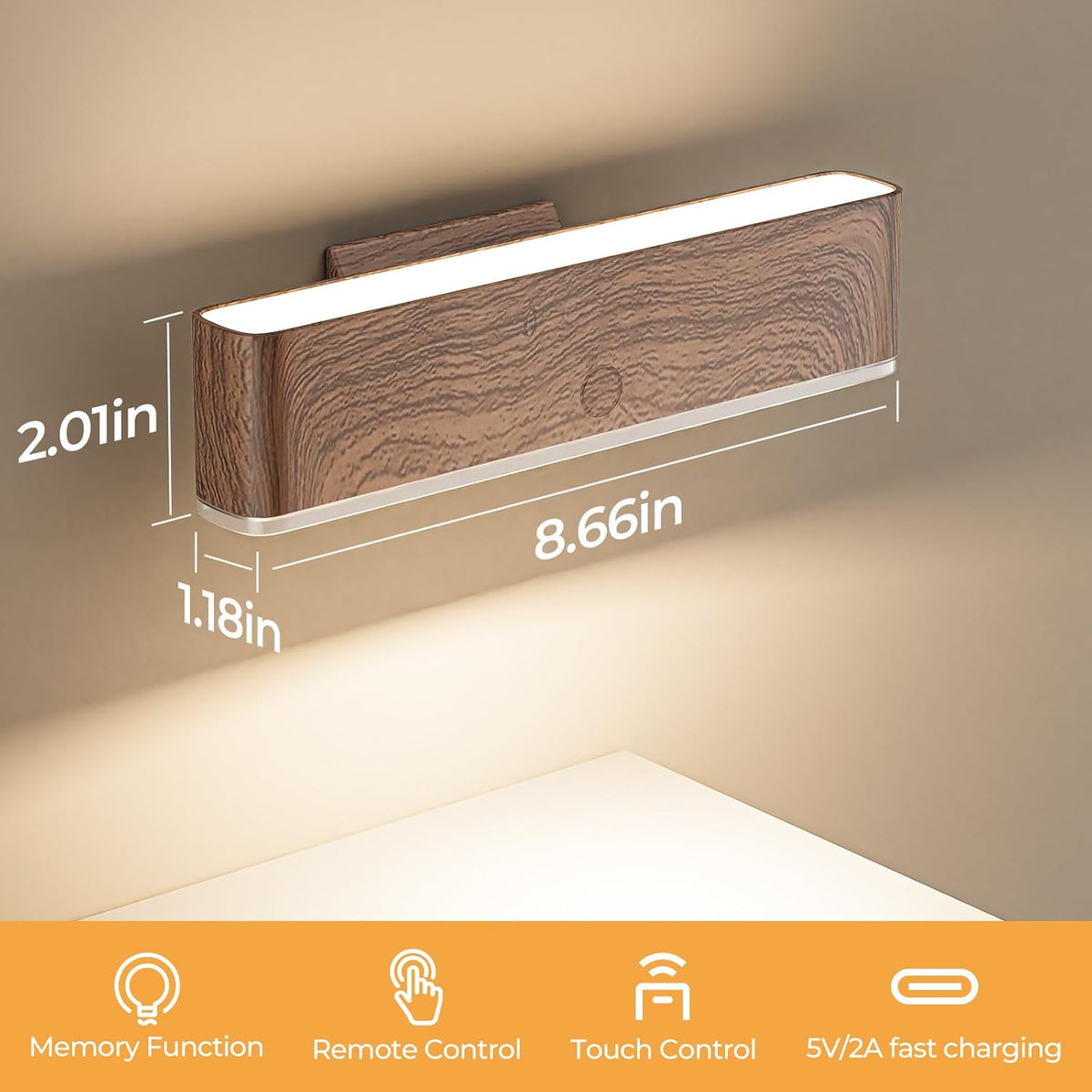 MOITA Magnetic Wireless Battery Operated Wall Sconce, Rechargeable Remote Control & Touch Control Wall Sconces Set of
