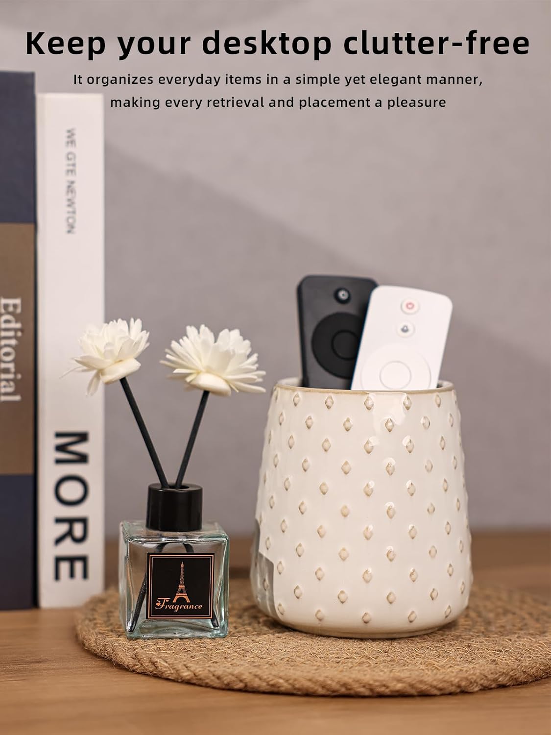 Ceramic TV Remote Control Holder / White