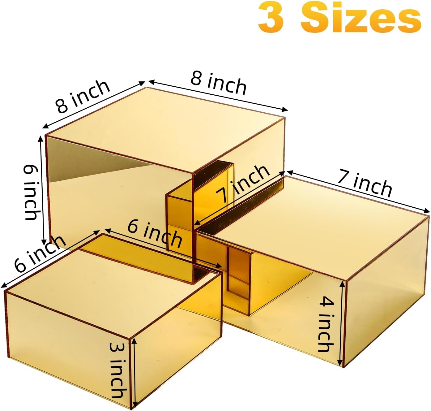 Acrylic Risers Display Stands / Gold / Set of 3
