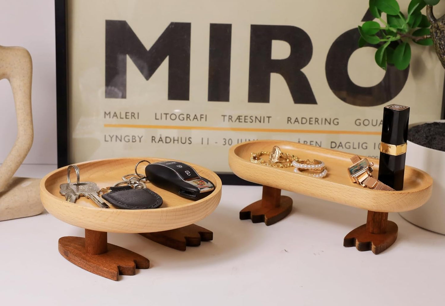Key Tray / Valet Tray / Natural Wood / Round