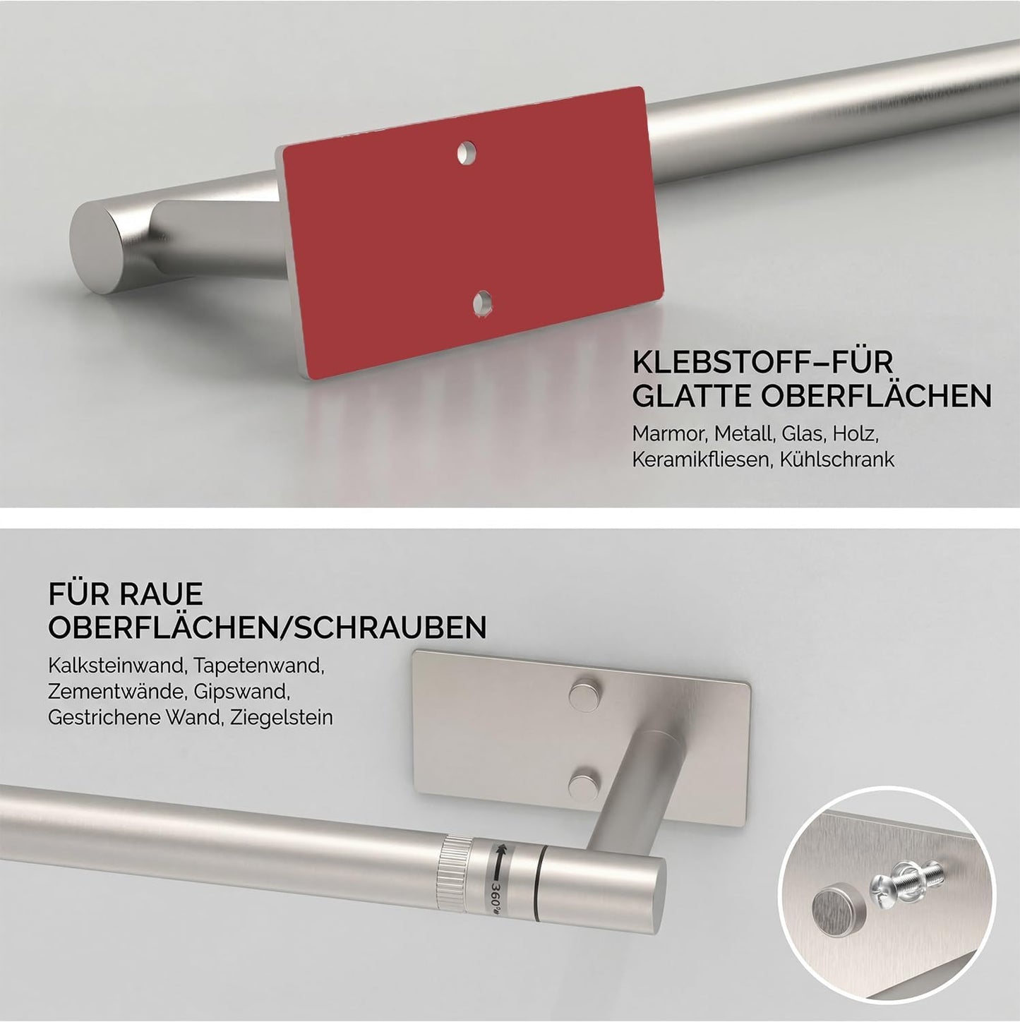 Paper Towel Holder Under Cabinet Self Adhesive Brushed Nickel | 304 Stainless Steel Post Pivoting Design Paper Towel