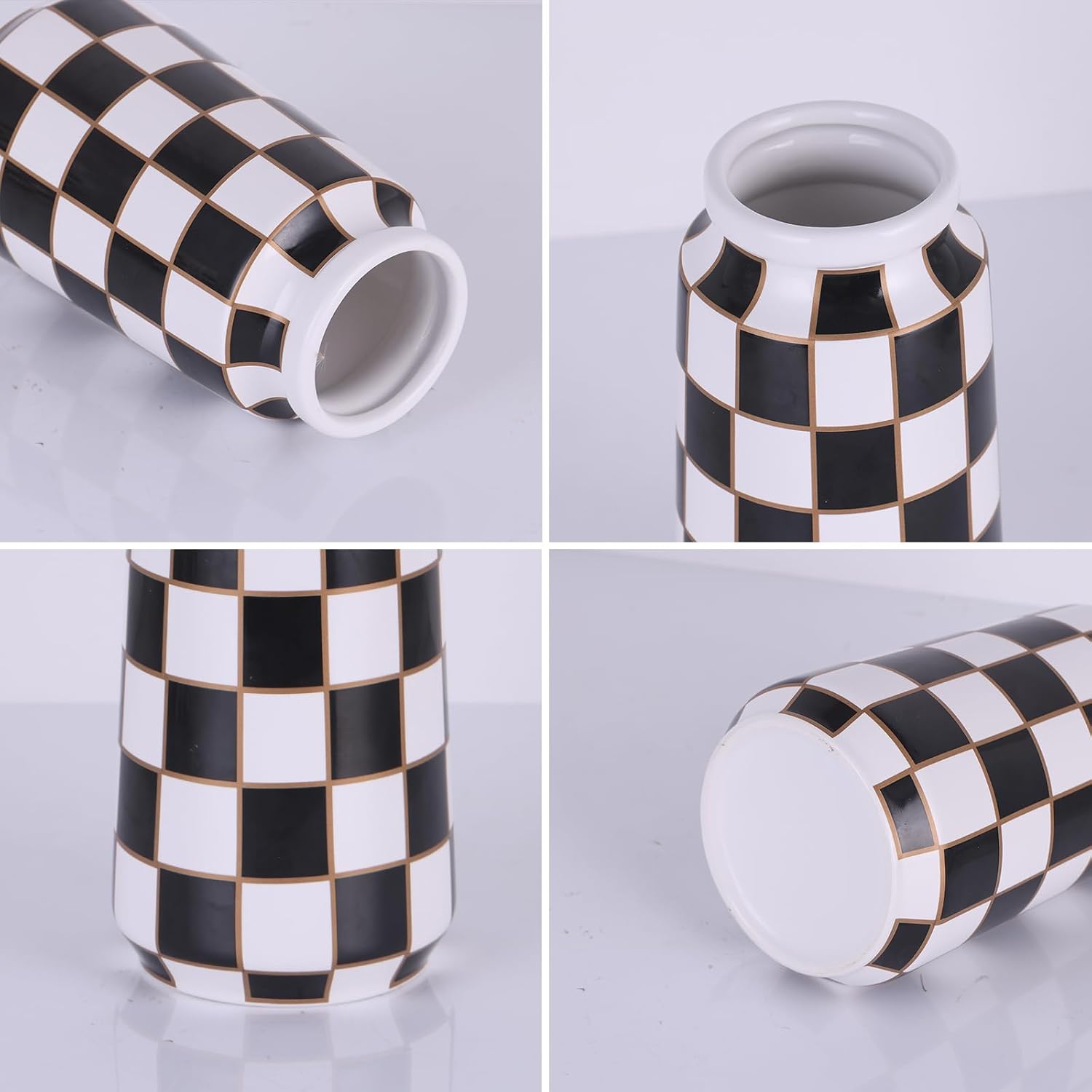 White Ceramic Vase / Black