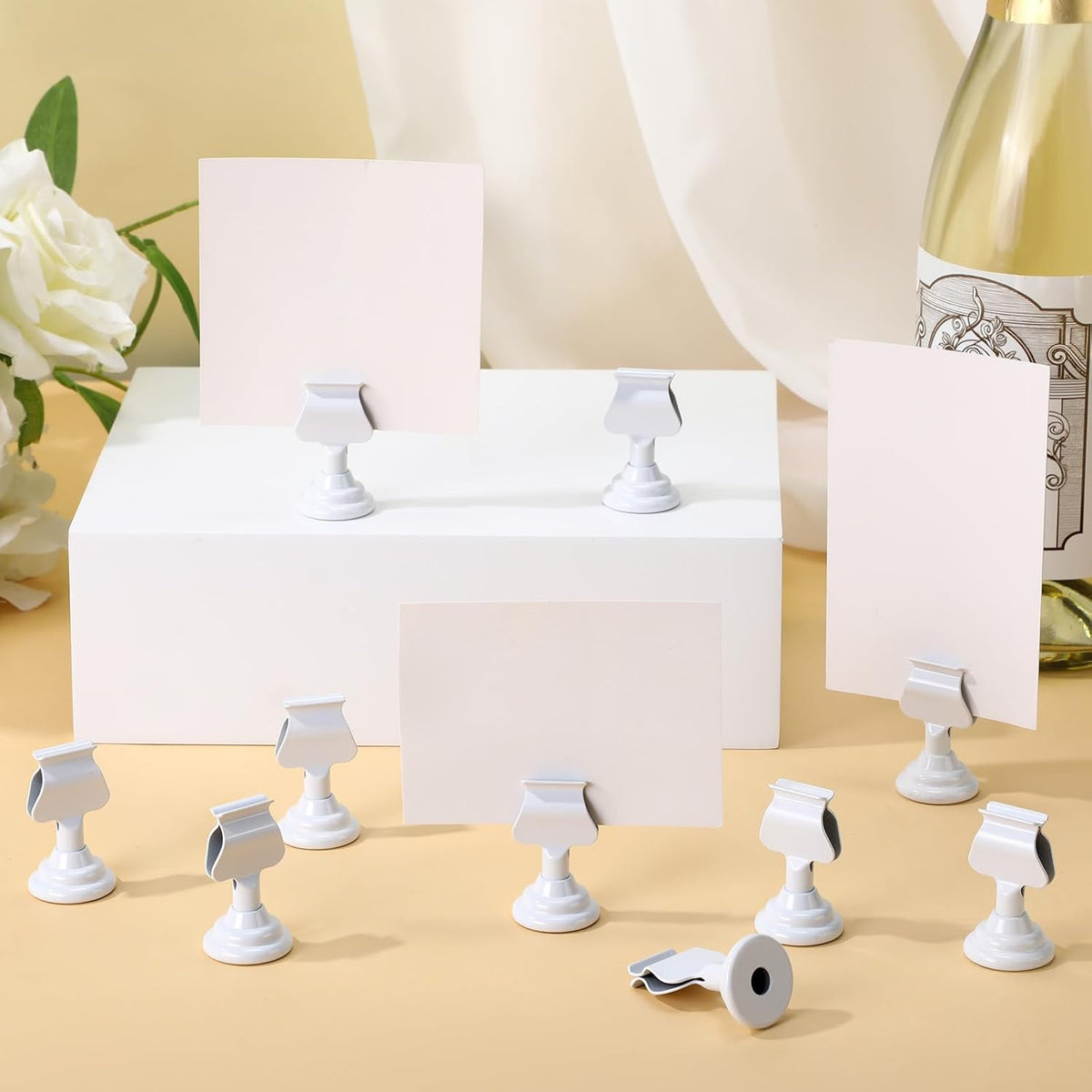 Kathfly Metal Table Number Holders 1.7 inch Mini Place Card Holders Bulk Harp-clip Table Sign Stands Card Holder