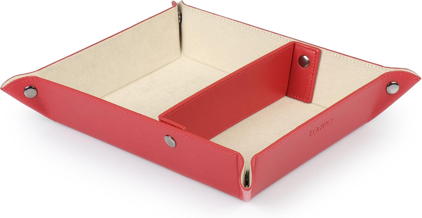 Londo Leather Tray Organizer - Practical Lightweight Water Resistant Computer Table Desk Storage Box for Wallets