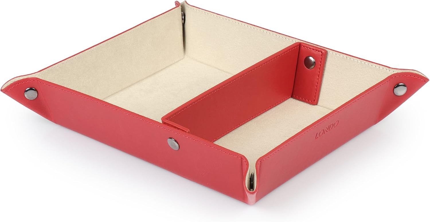 Londo Leather Tray Organizer - Practical Lightweight Water Resistant Computer Table Desk Storage Box for Wallets
