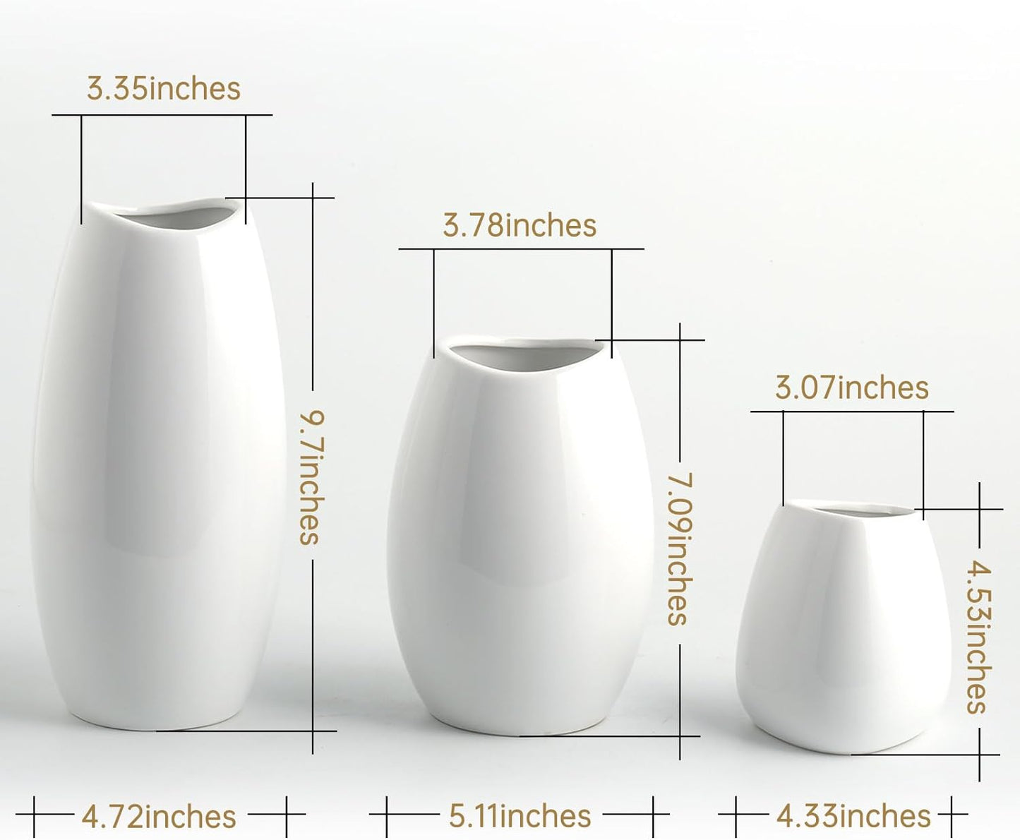 Ceramic Vase Flower Vase / White / Set of 3