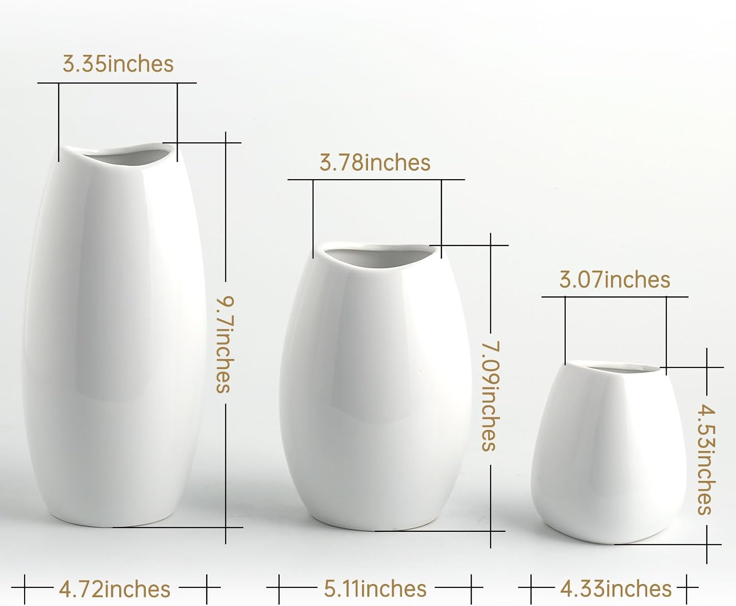 Ceramic Vase Flower Vase / White / Set of 3
