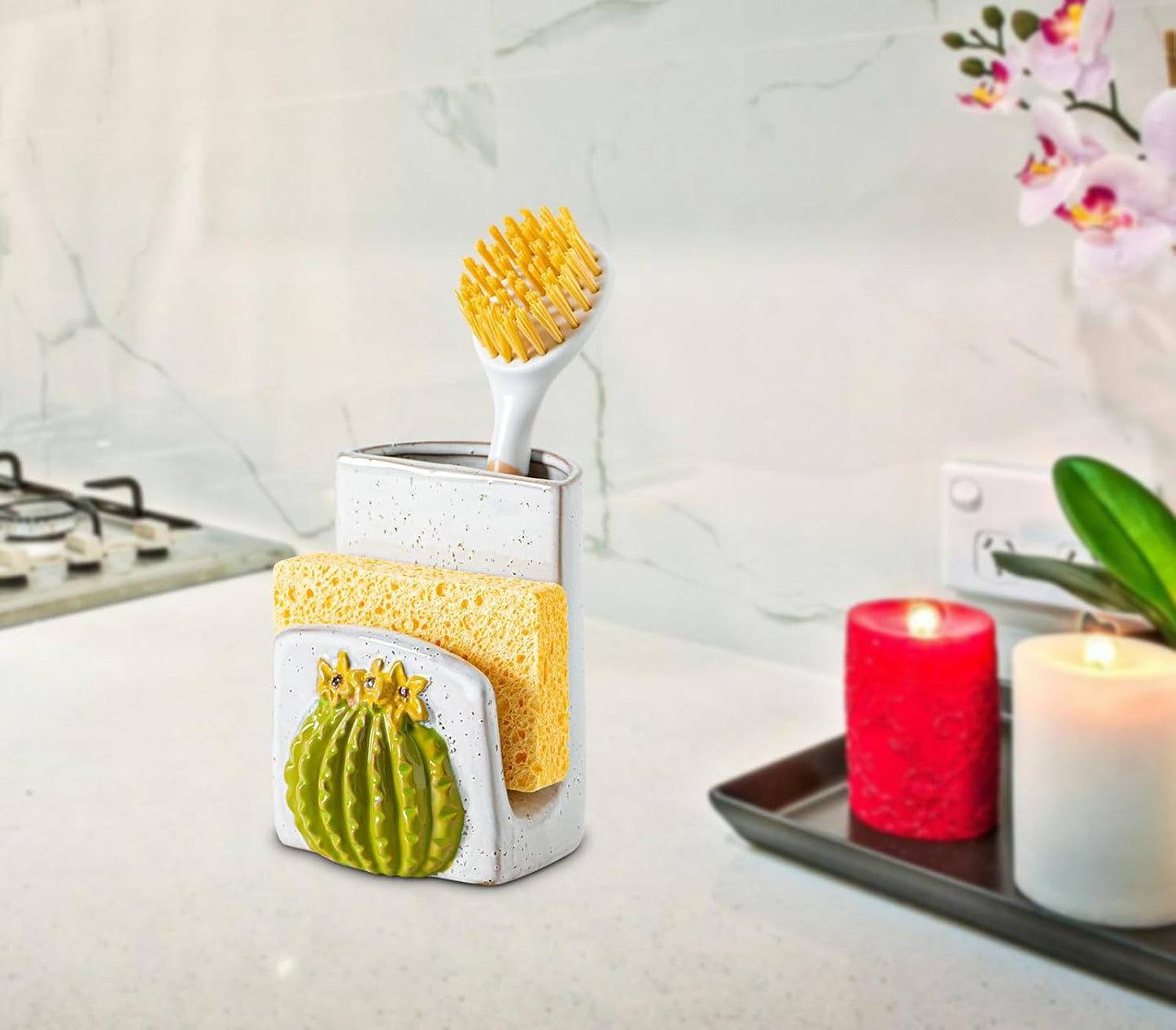Cactus Shaped Dish Sponge Holder And Dish Brush Holder In 1 Sink Holder For Brush / 2 Inch
