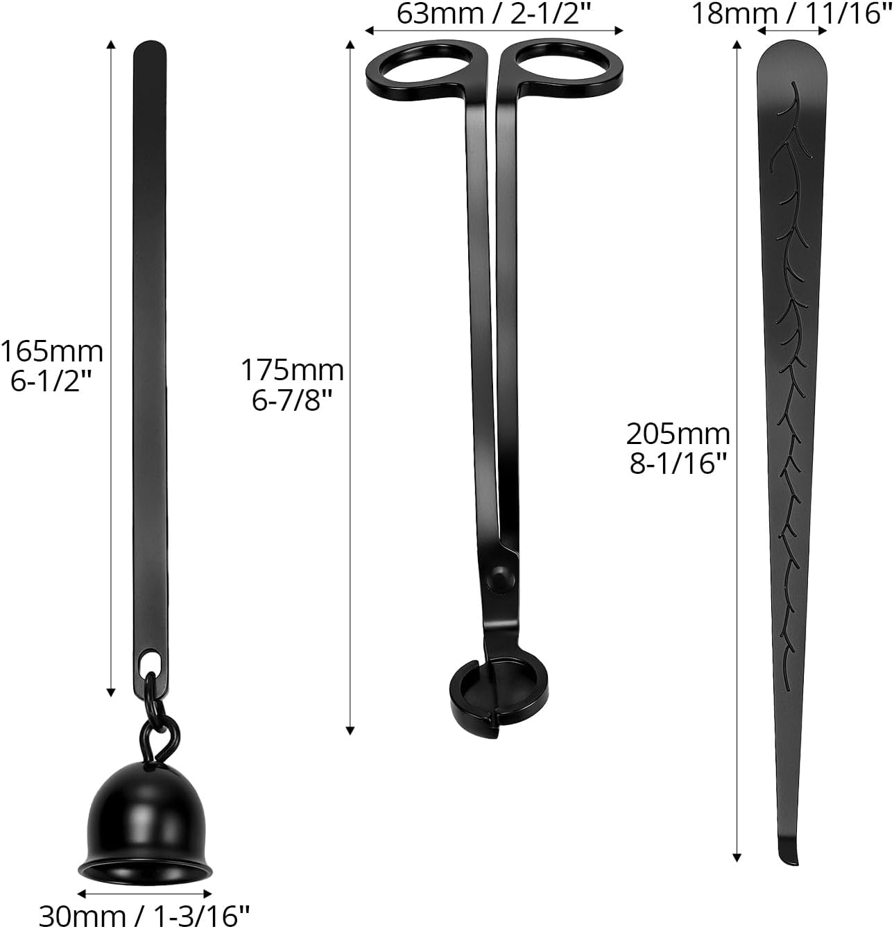 QWORK® 3 in 1 Candle Snuffer Set, Stainless Steel Wick Scissors for Candles, Candle Care Set with Extinguisher Tongs