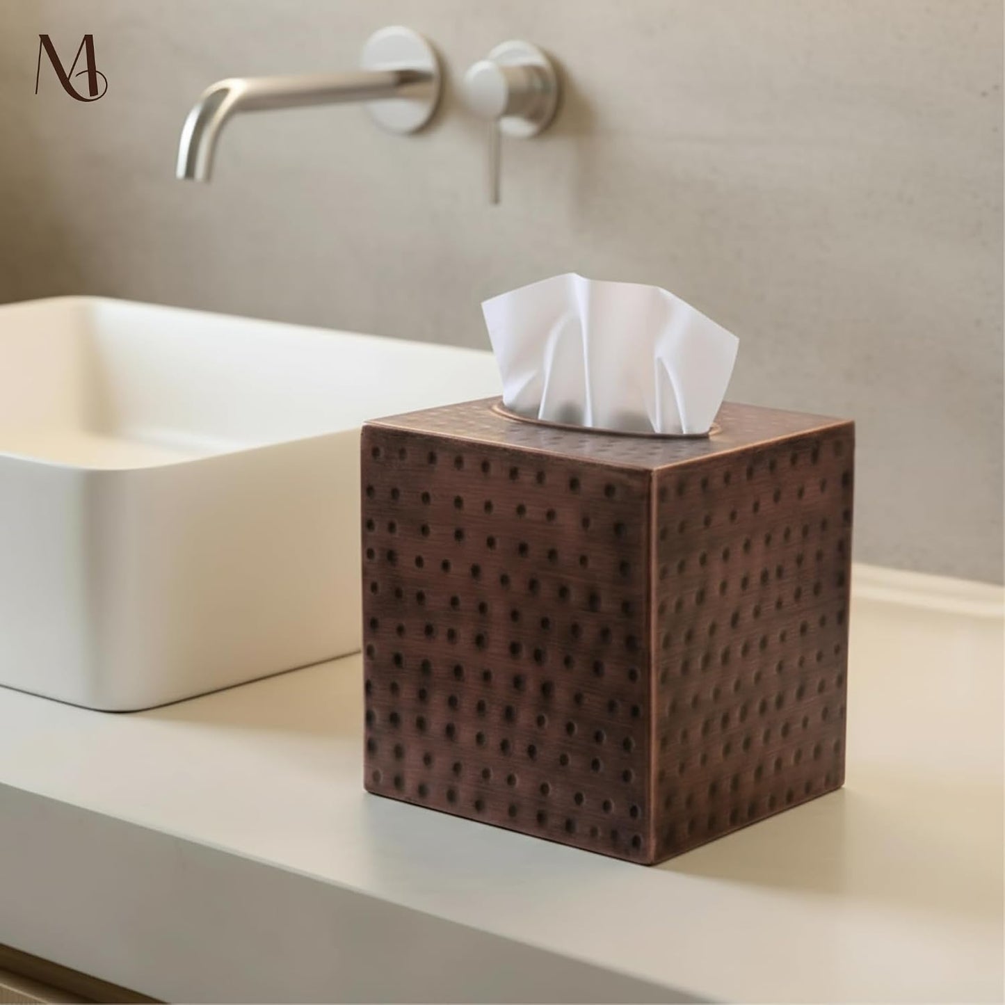 Antique Copper Metal Tissue Holder Box / Antique Copper Finish / Hand Hammered