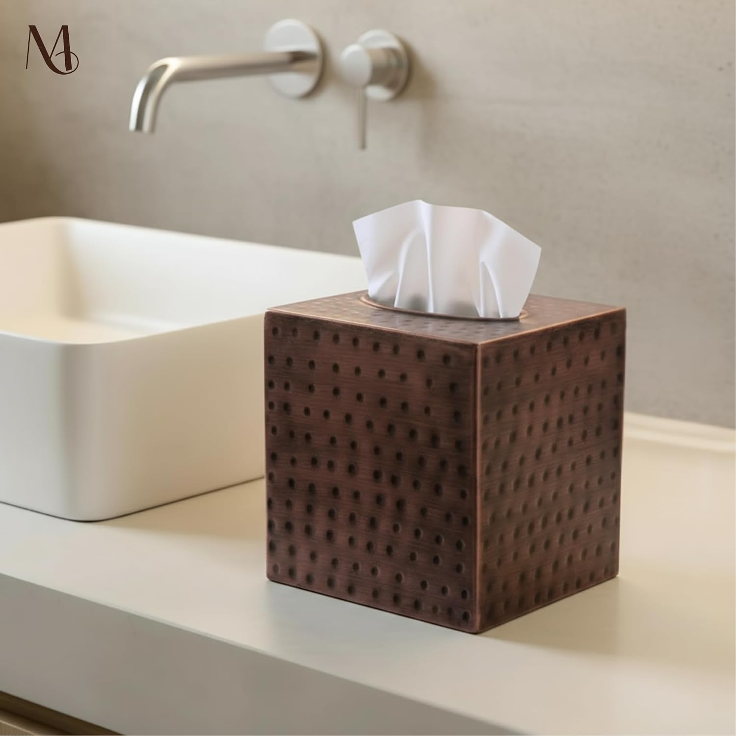 Antique Copper Metal Tissue Holder Box / Antique Copper Finish / Hand Hammered