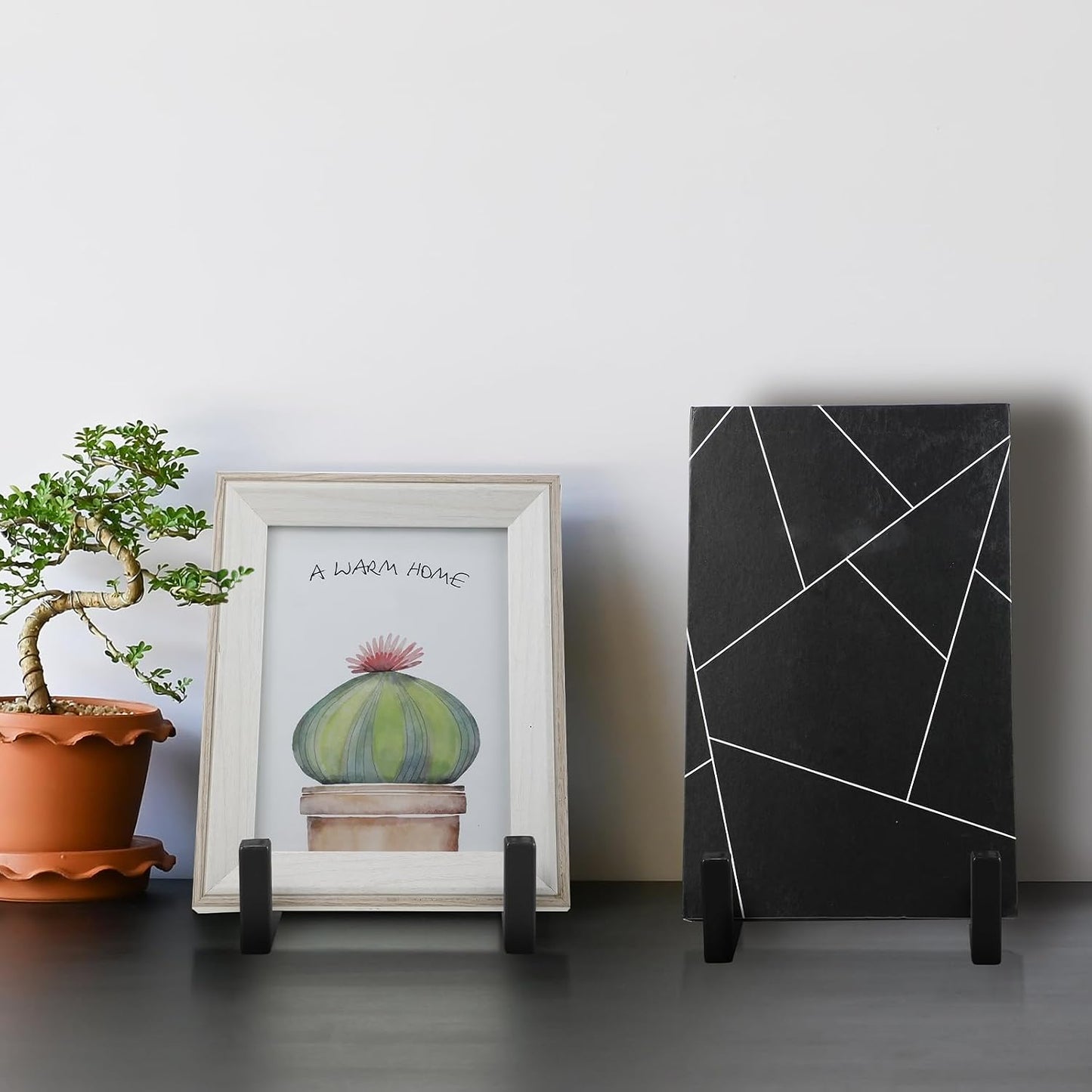 2 Pcs Large Plate Stands for Display Metal Frame Plate Holder Display Stand Decorative Table Top Easels for Picture