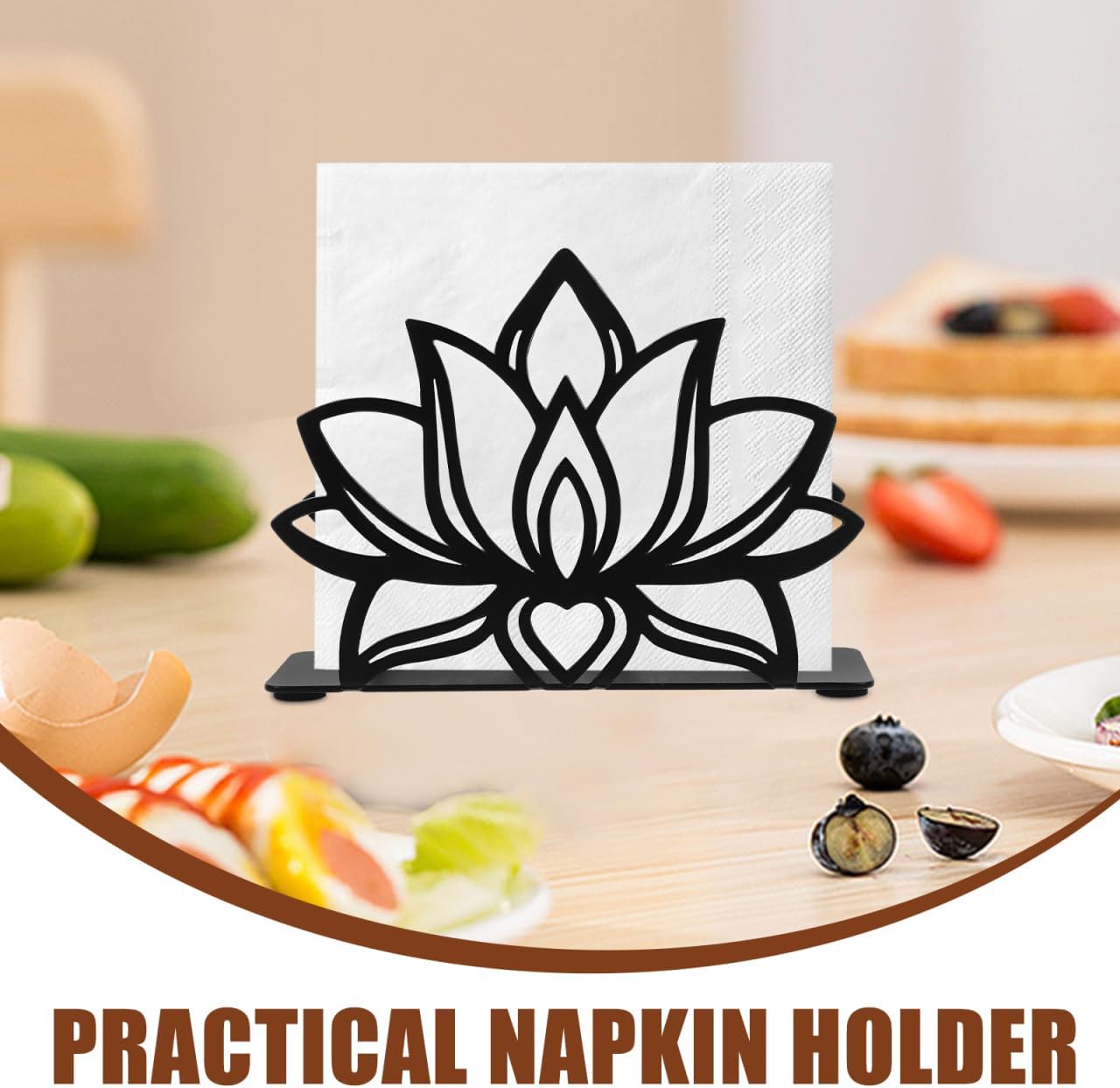 Wrought Iron Lotus Flower Napkin Holder Decorative Metal Napkin Stand