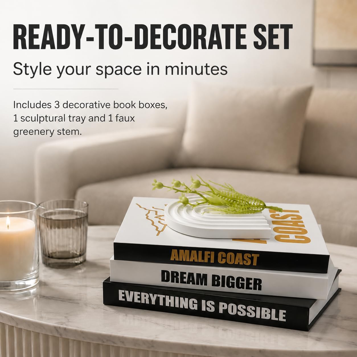 Decorative Faux Books / Black-white-white / Set of 3
