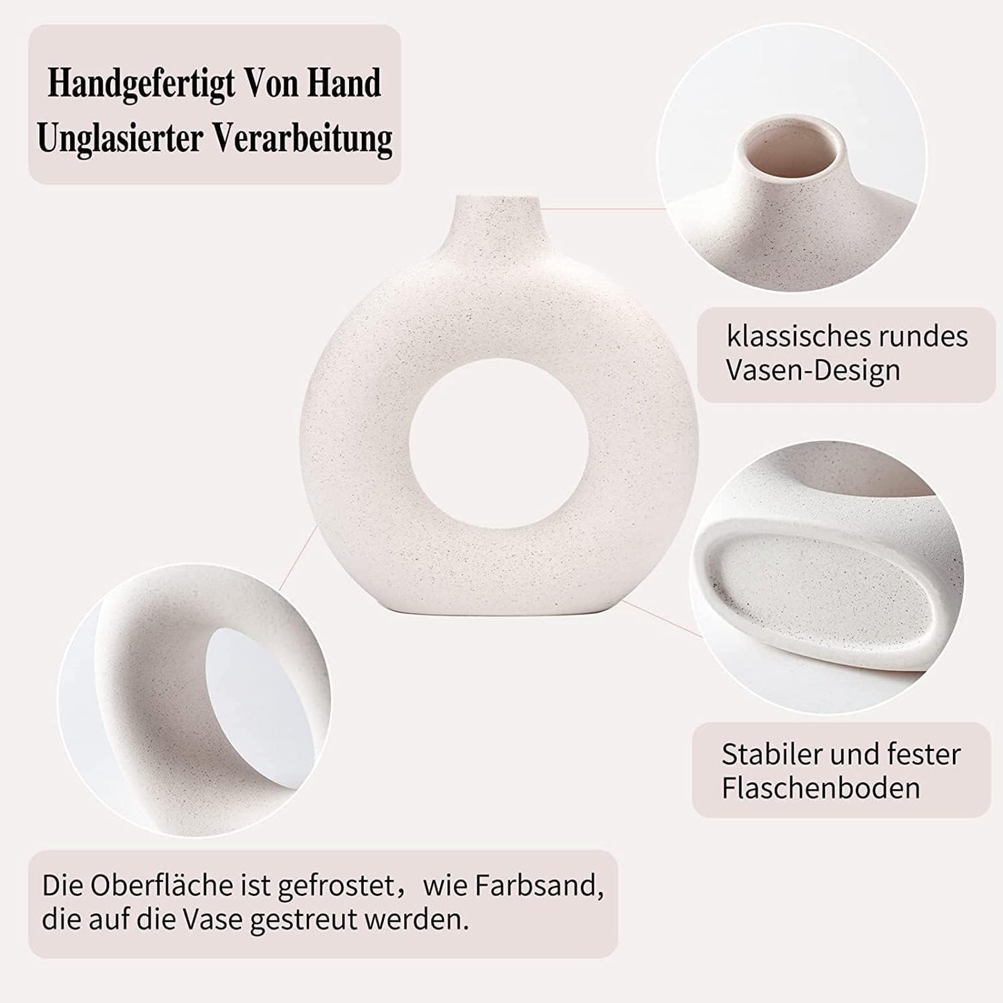 Ceramic Vase / White / Donut / Set of 2