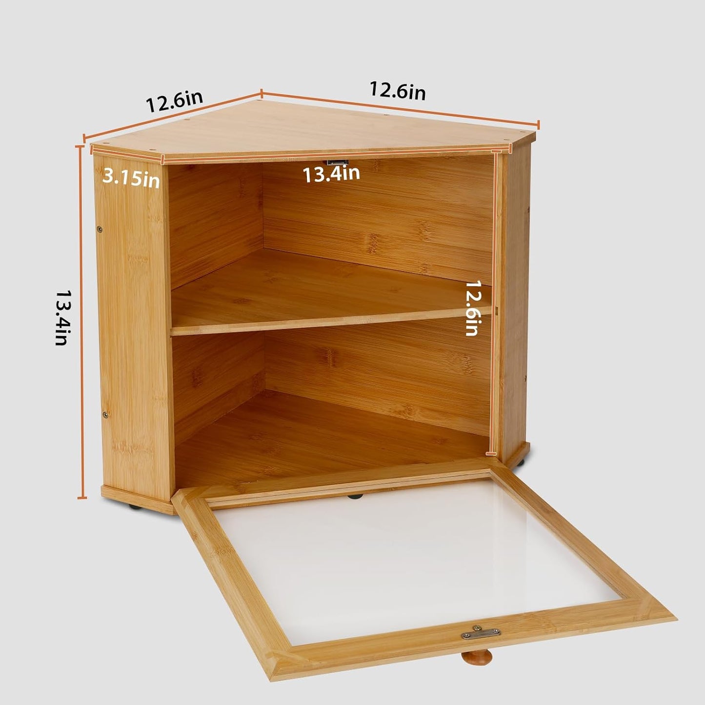 Kitchen corner bread box，Bamboo bread storage box，Sealed design with slight air circulation, keeps bread fresh