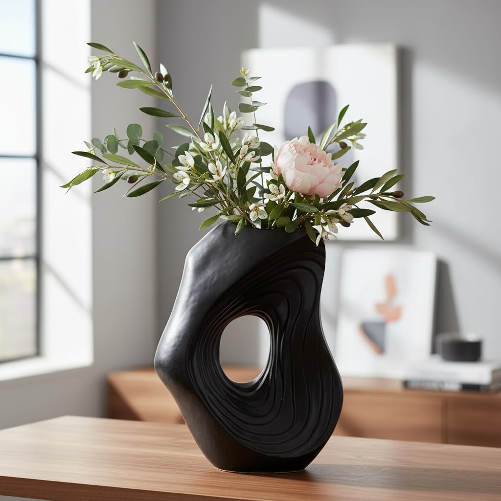 Boho Decorative Vase / Black / 11 Inch