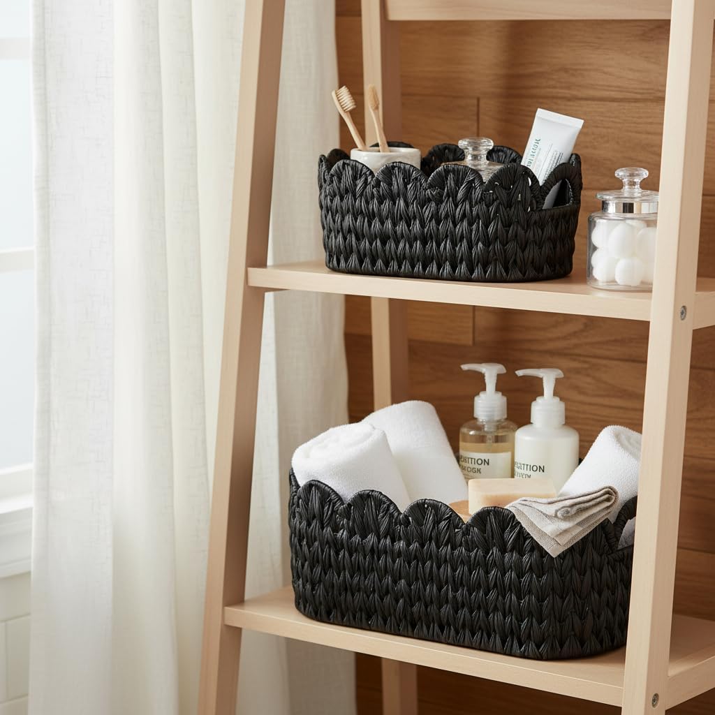 Woven Storage Baskets / Black / Set of 2