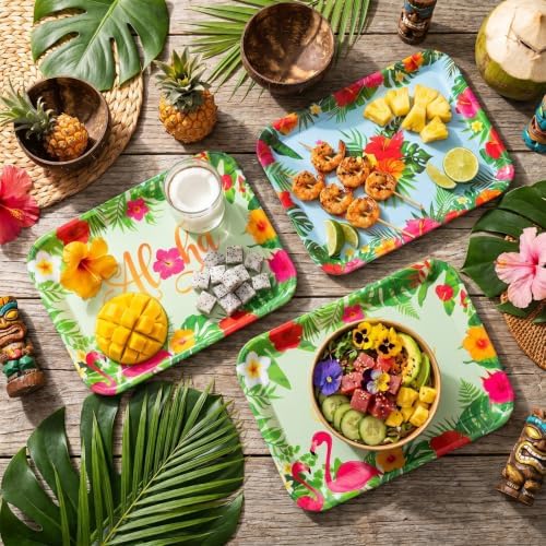 4 Pieces Tropical Serving Trays Melamine Platters