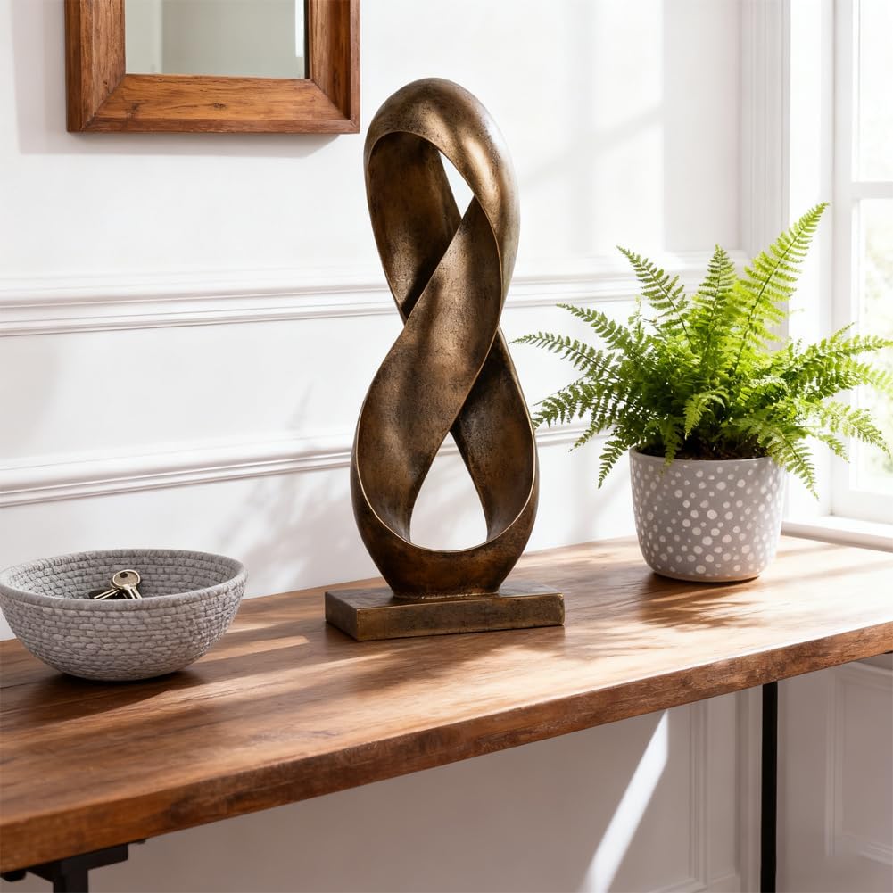 Large Knot Decor Statue Tall / Bronze / 14.6 Inch