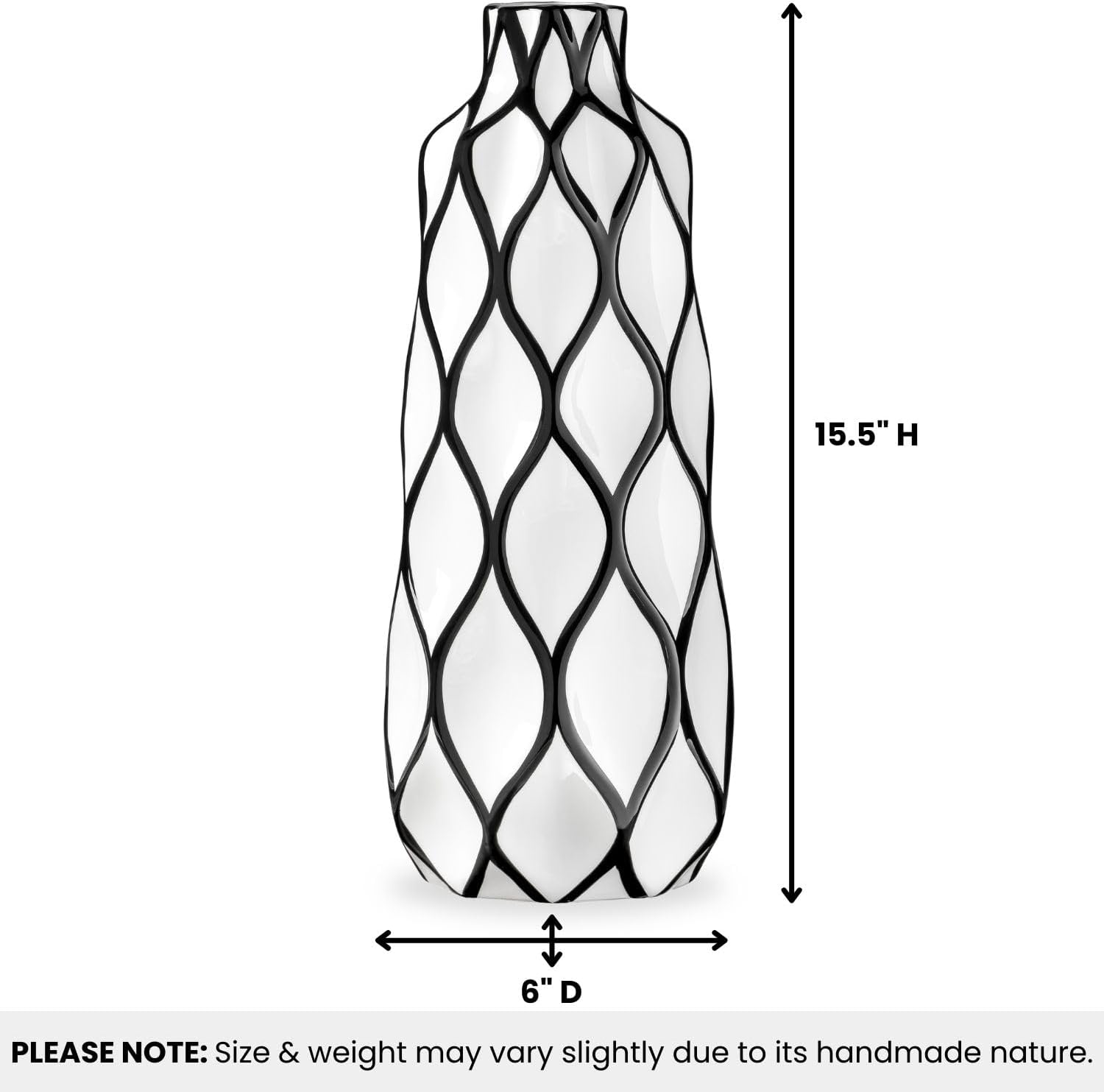 Gloss White Ceramic Vases / 15.5" Height / Black