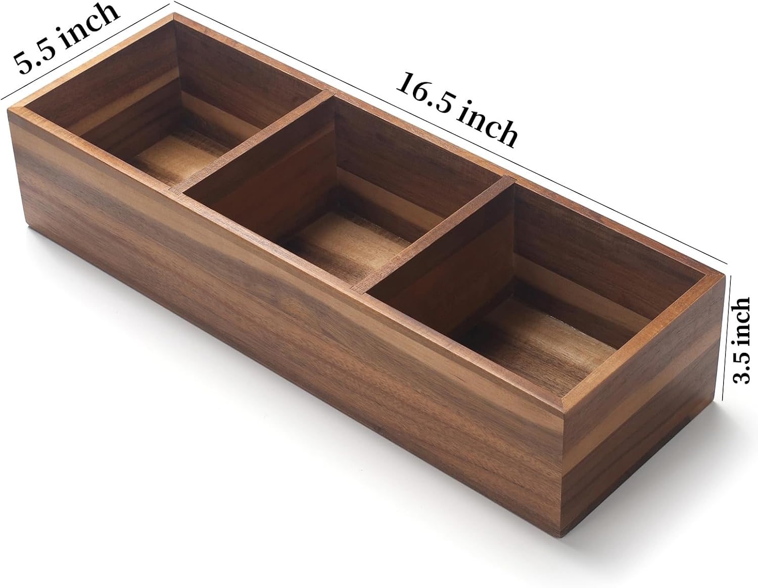 Wood Bathroom Basket / 16.5 x 5.5 x 3.5