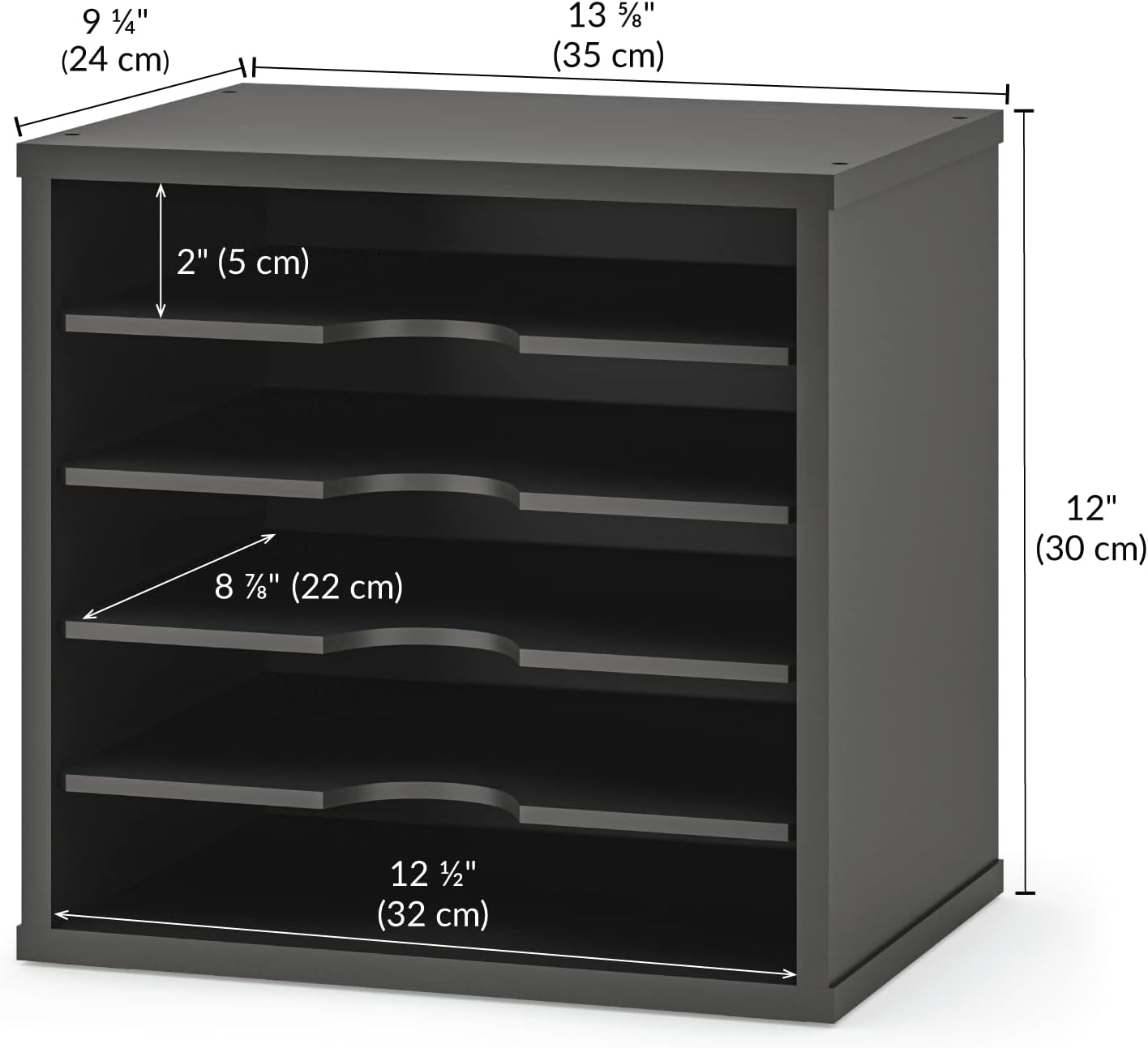 Ballucci 5-Tier File Organizer for Desk, Wooden Mail Sorter, Office Desk Organization, Paper Storage Organizers, Folder