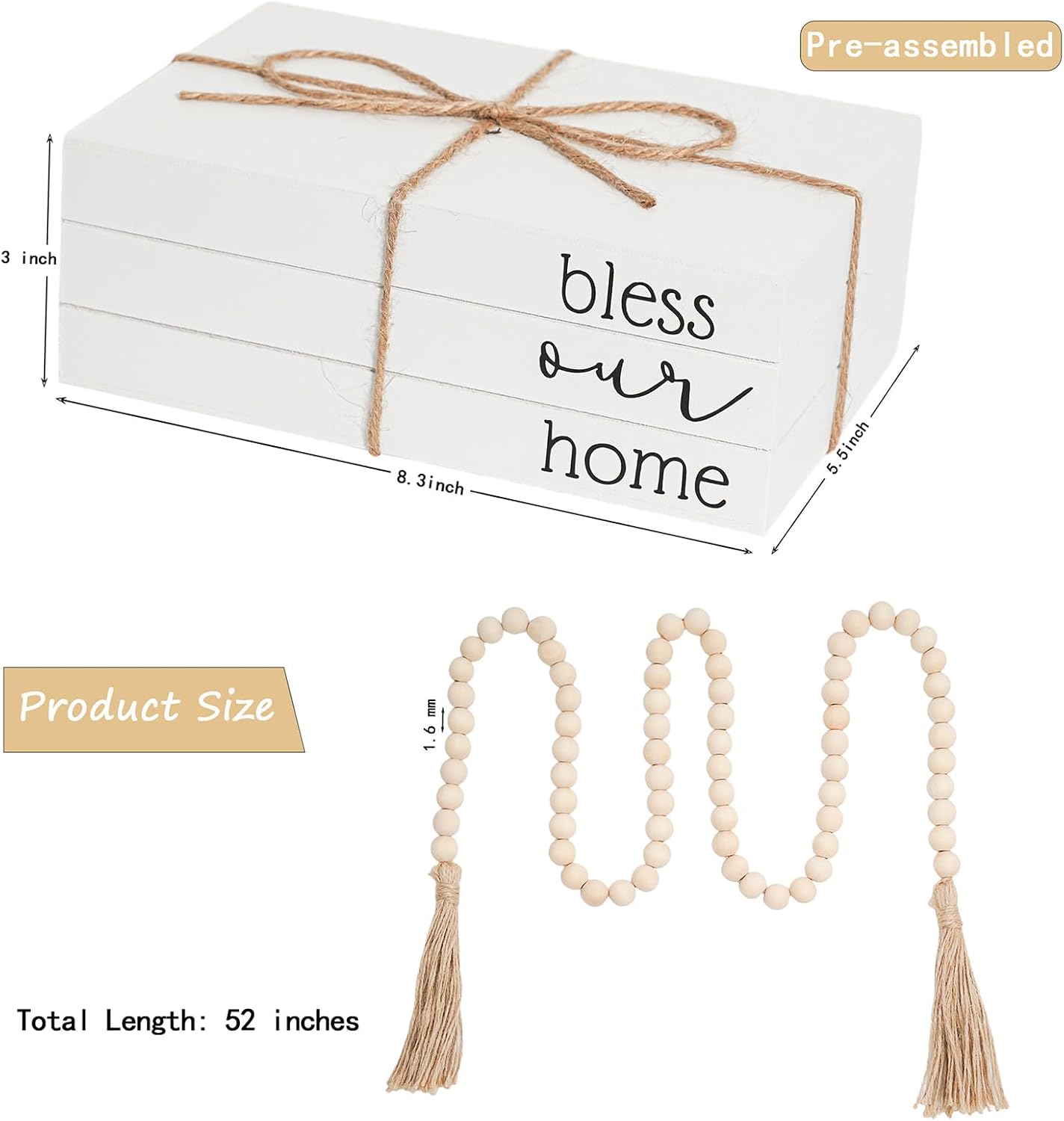 Wooden Faux Book for Decoration / Bless Our Home