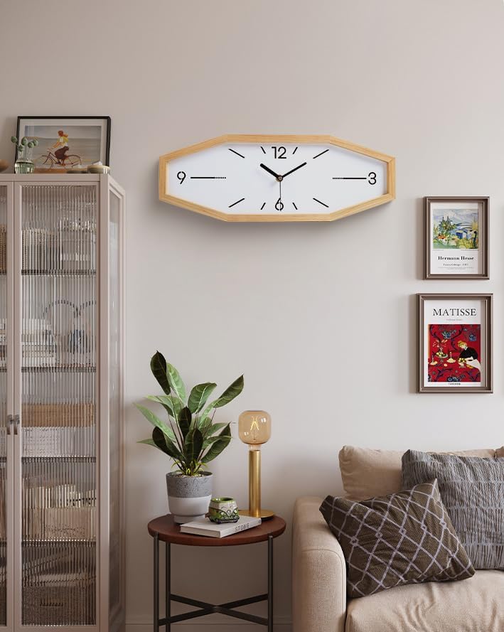 Wooden Retro Wall Clocks, 18 Inches Square Clocks Rectangular Wall Clock | Battery Operated Silent Non-Ticking, for