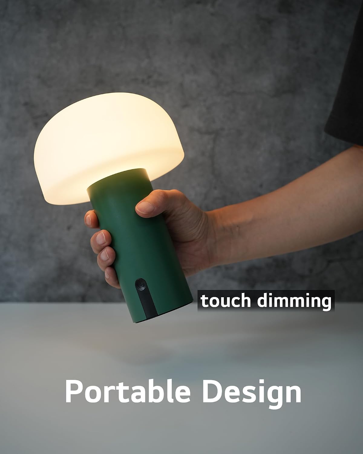WEILAILUX Cordless Mushroom Table Lamp, Waterproof Shower Lamp, Battery Operated Table Lamp Rechargeable, Touch