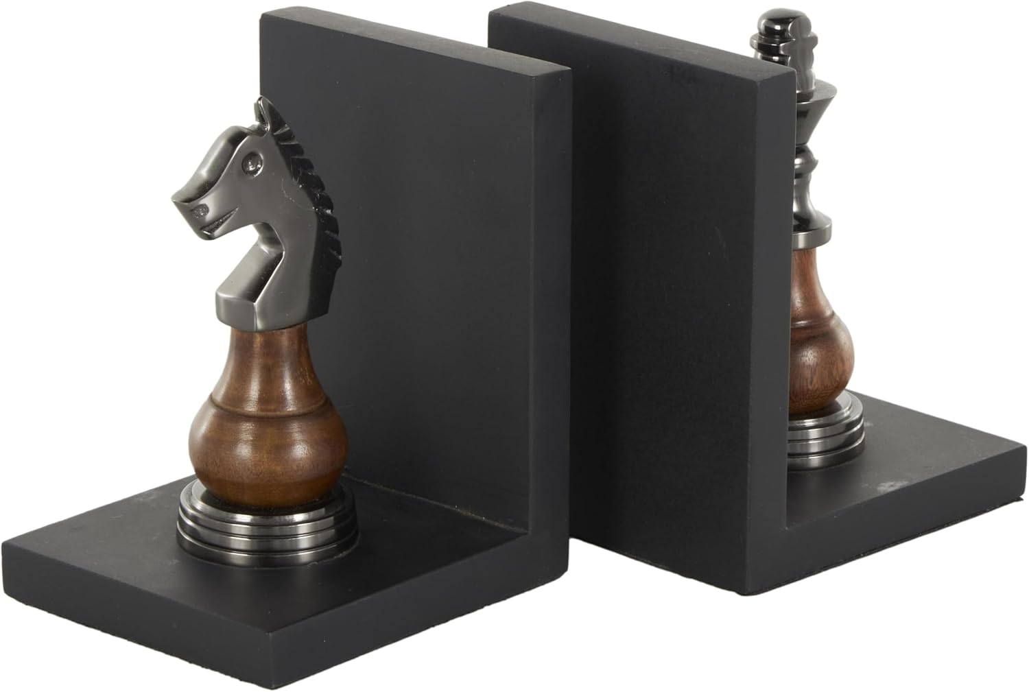 Aluminum Metal Chess Decorative Bookends Non Skid Bookends / 4"w, 6"H / Set of 2