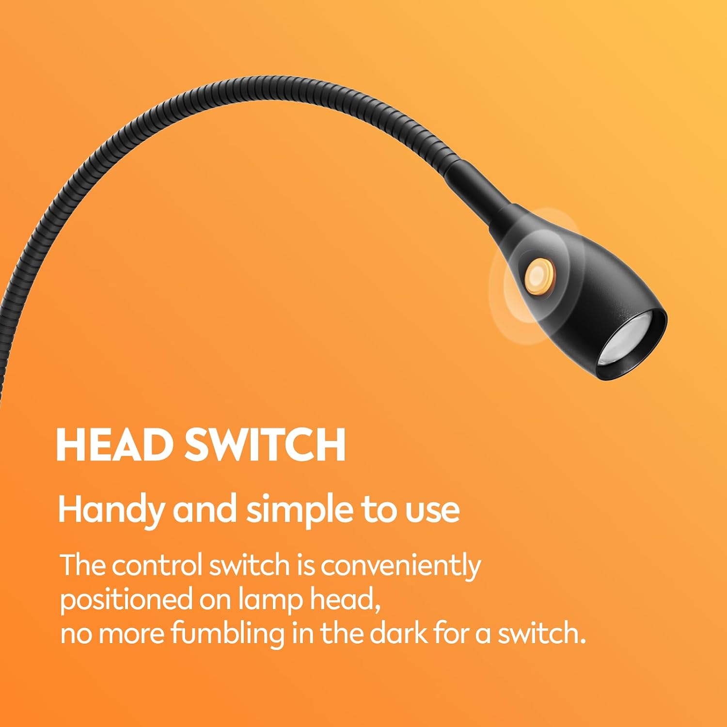 acegoo Wall/Headboard Mounted Reading Light with Handy Head Switch | CRI 98+ LED, 4000K & Amber Nightlight, Flexible