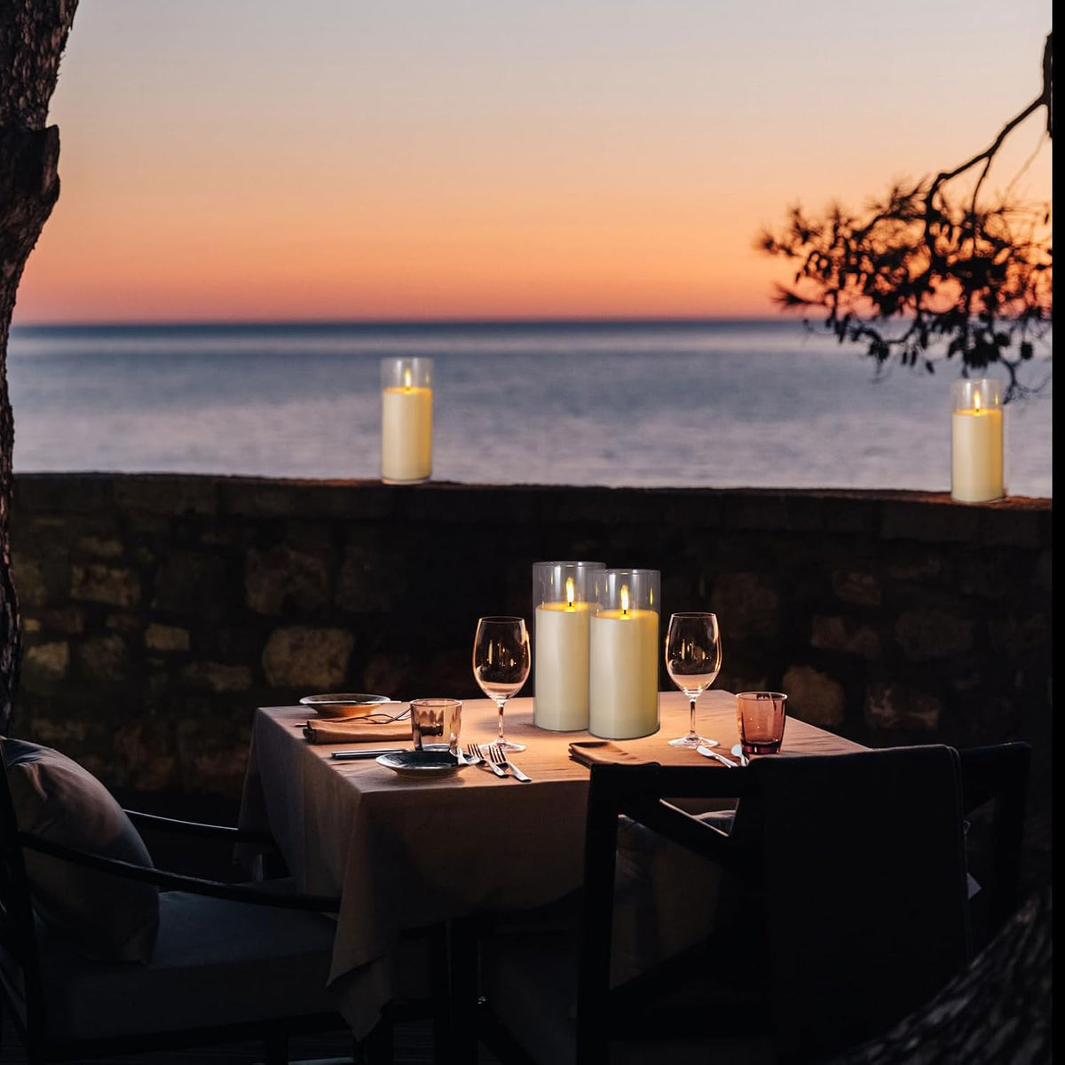 Niceme 9” x 4” Large Waterproof Outdoor Flameless Candles with Remote Control Timer, Flickering LED Pillar Candles