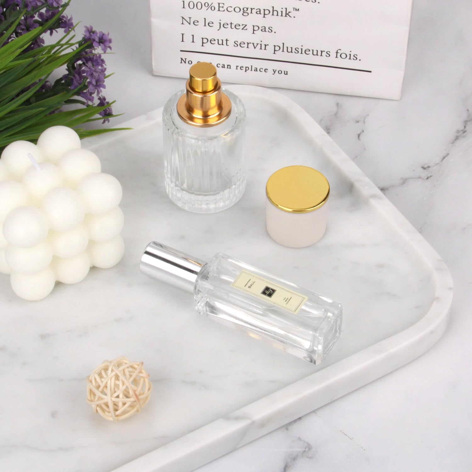 Marble Bathroom Vanity Tray / Carrara White L / 8 x 0.7 x 12