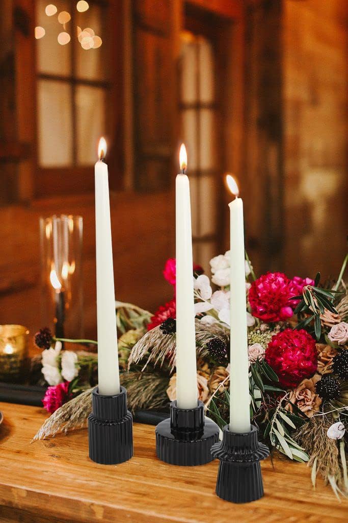 Vixdonos Taper Glass Candlestick Holders Tealight Candle Holders for Table Centerpieces, Wedding Decor and Dinner Party
