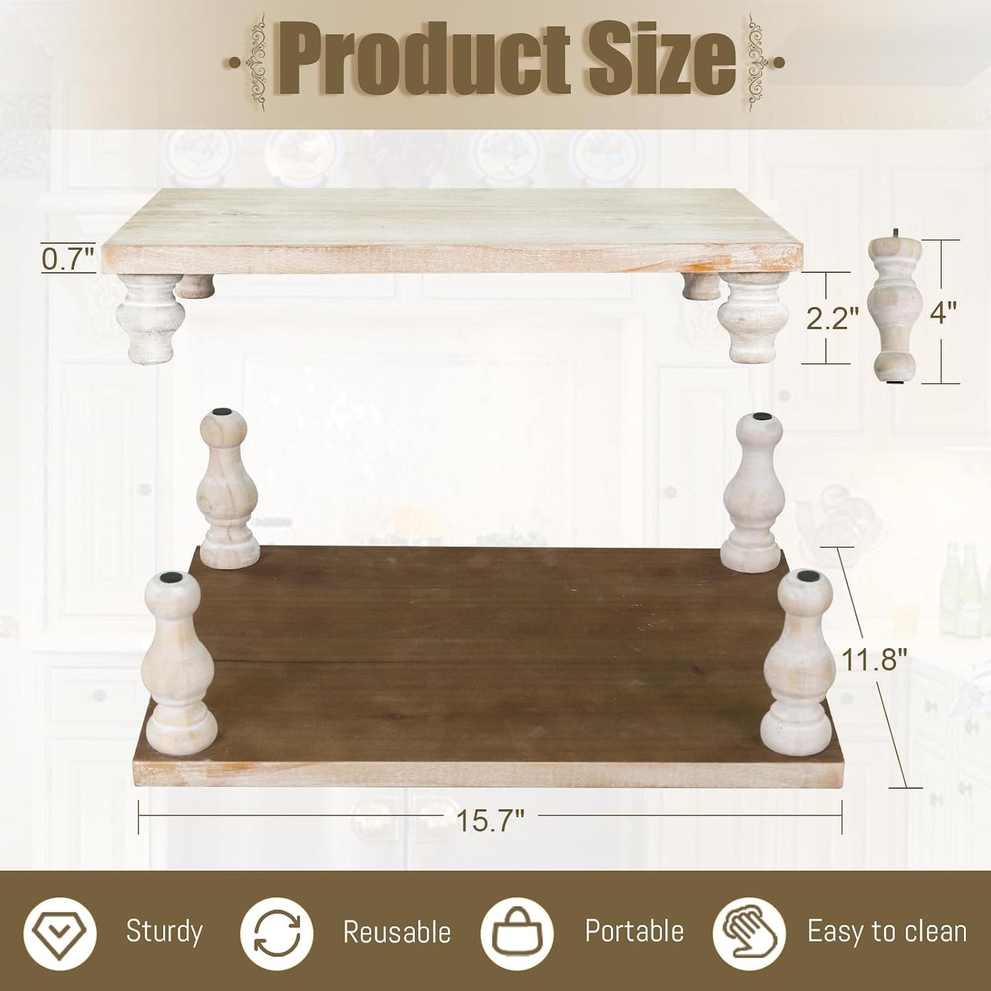 Rustic Wash White Tray Riser / Rectangle - Wash White