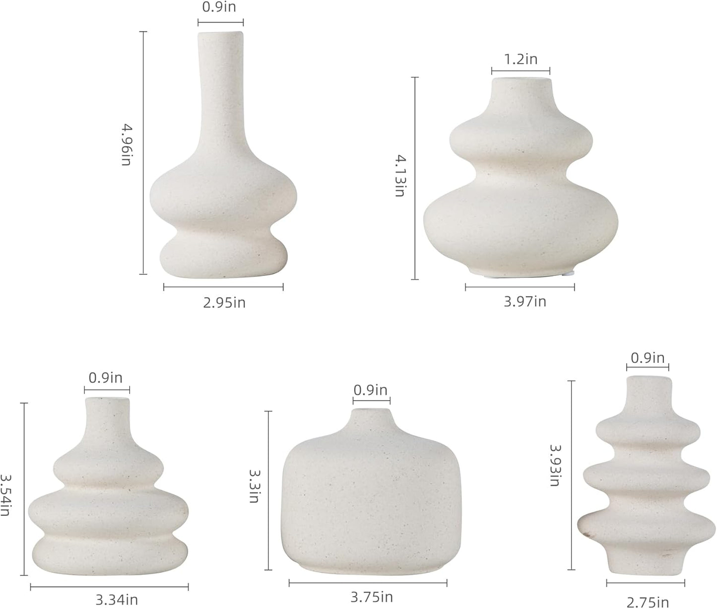 Small Ceramic Vase / White / Set of 5