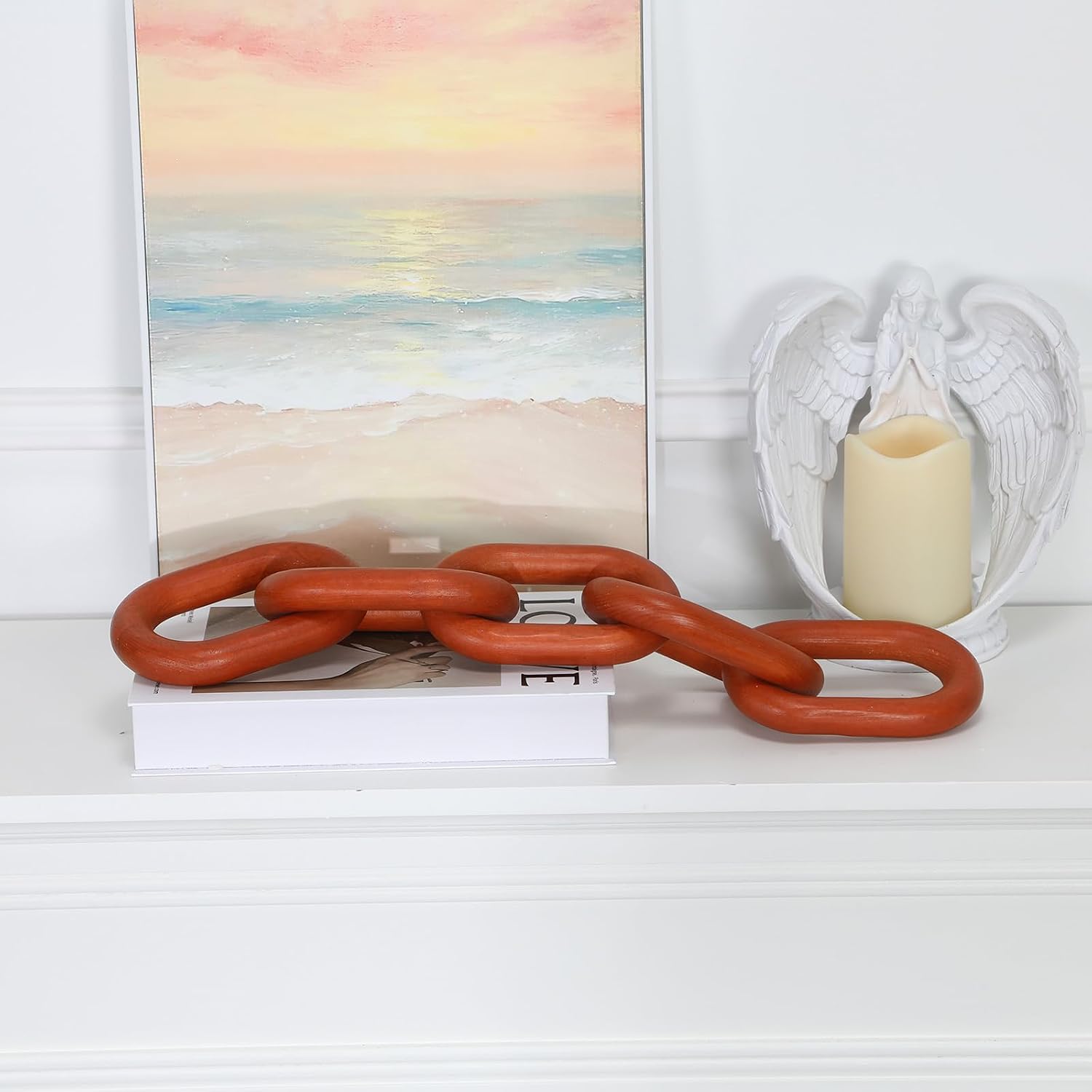 Wood Chain Link Decor / Brown / 22"D x 3.9"W