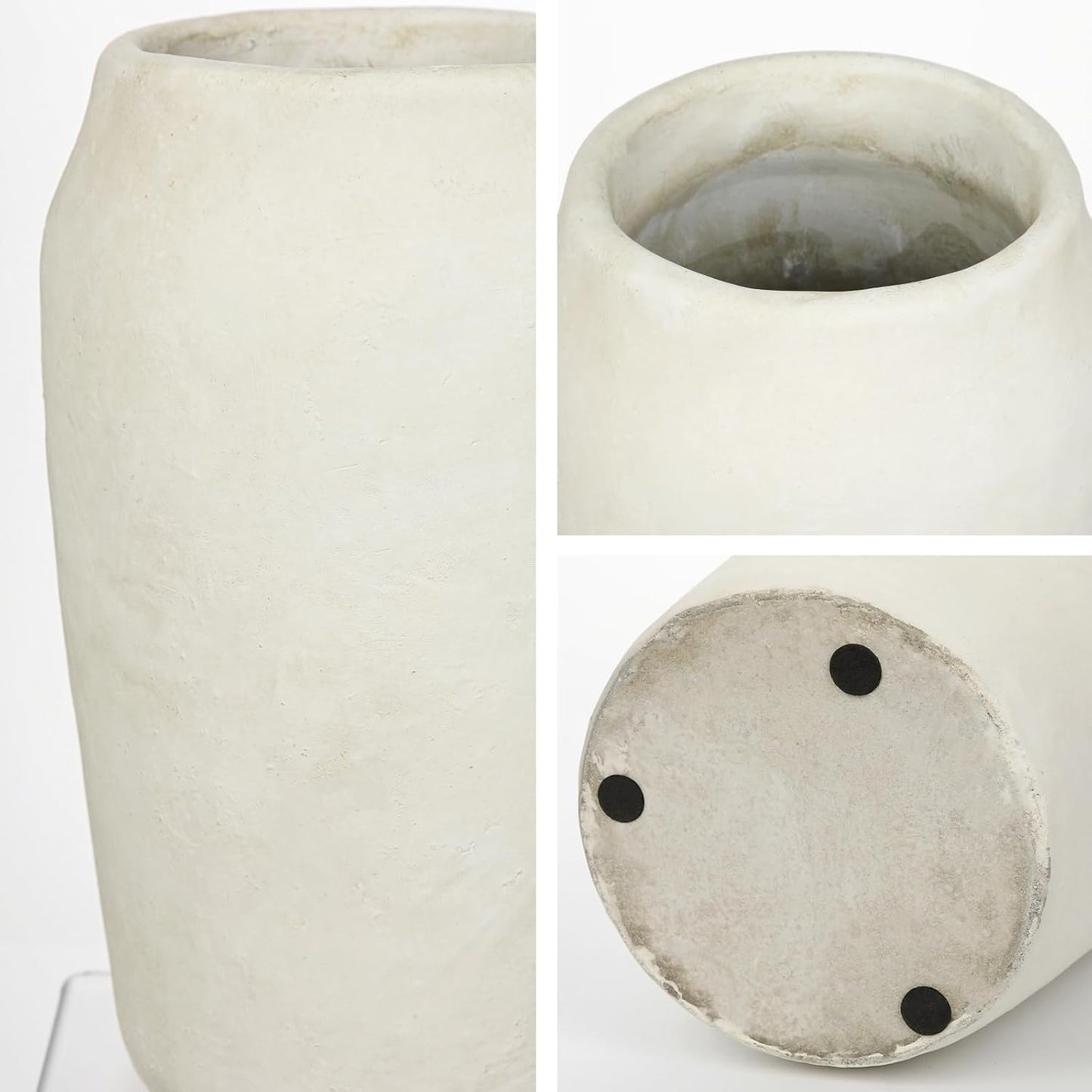 Rustic Vintage Ceramic Vase / 12'' Beige