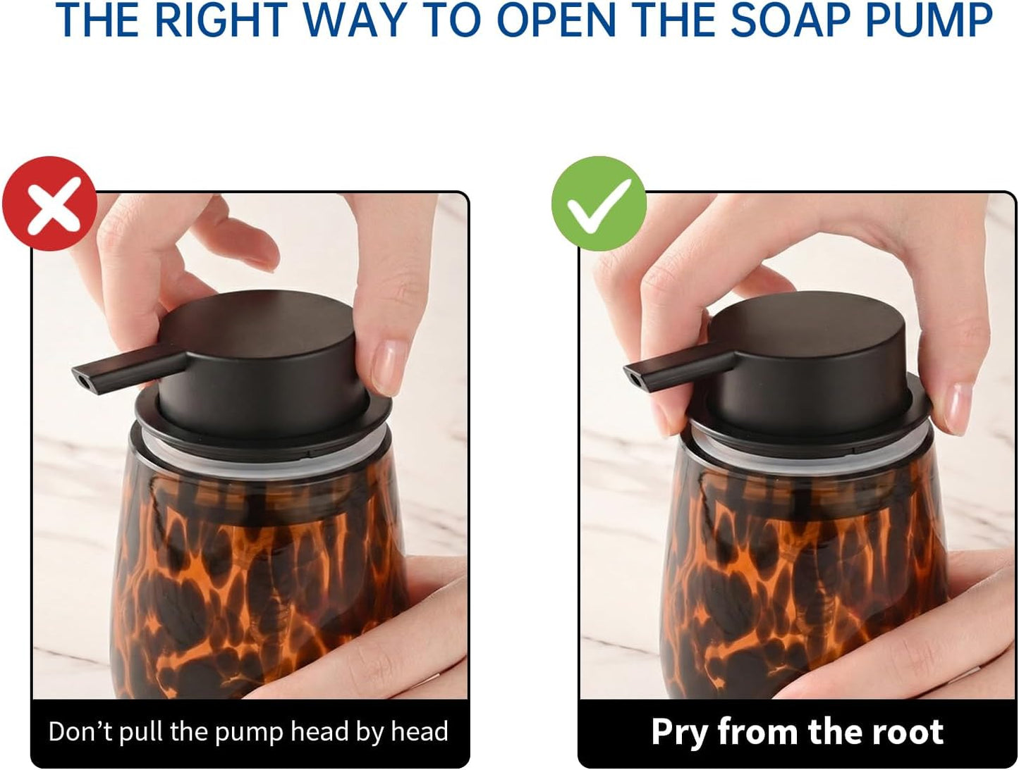 Marble Glass Foaming Hand Soap/Lotion Pump Dispenser / Amber Foaming