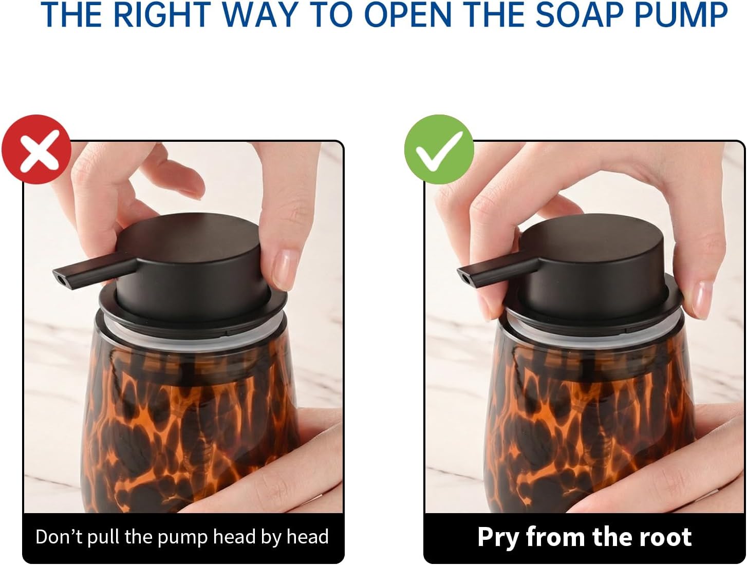 Marble Glass Foaming Hand Soap/Lotion Pump Dispenser / Amber Foaming