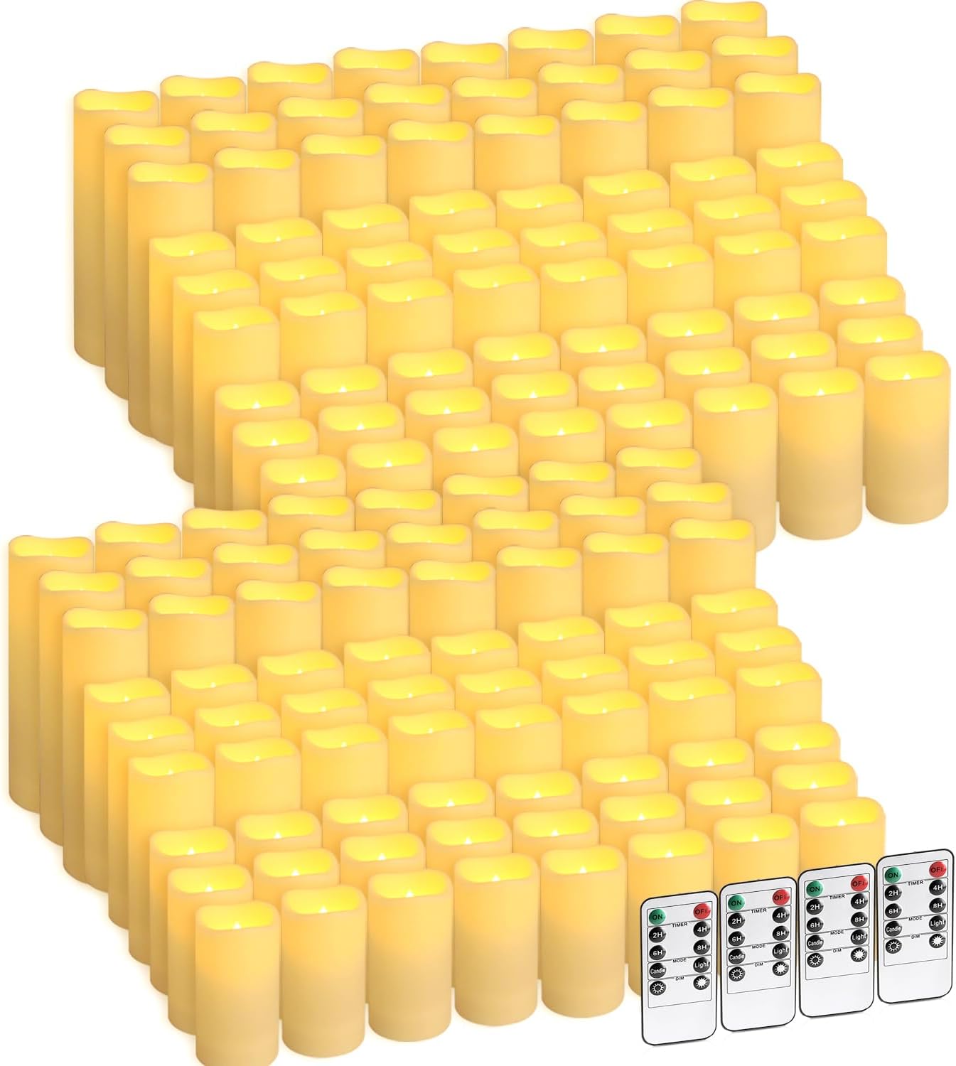 144-Pack LED Flameless Candles with Remote Control - Battery Operated, Timer, Dimmable, 3D Flame Flickering , Perfect