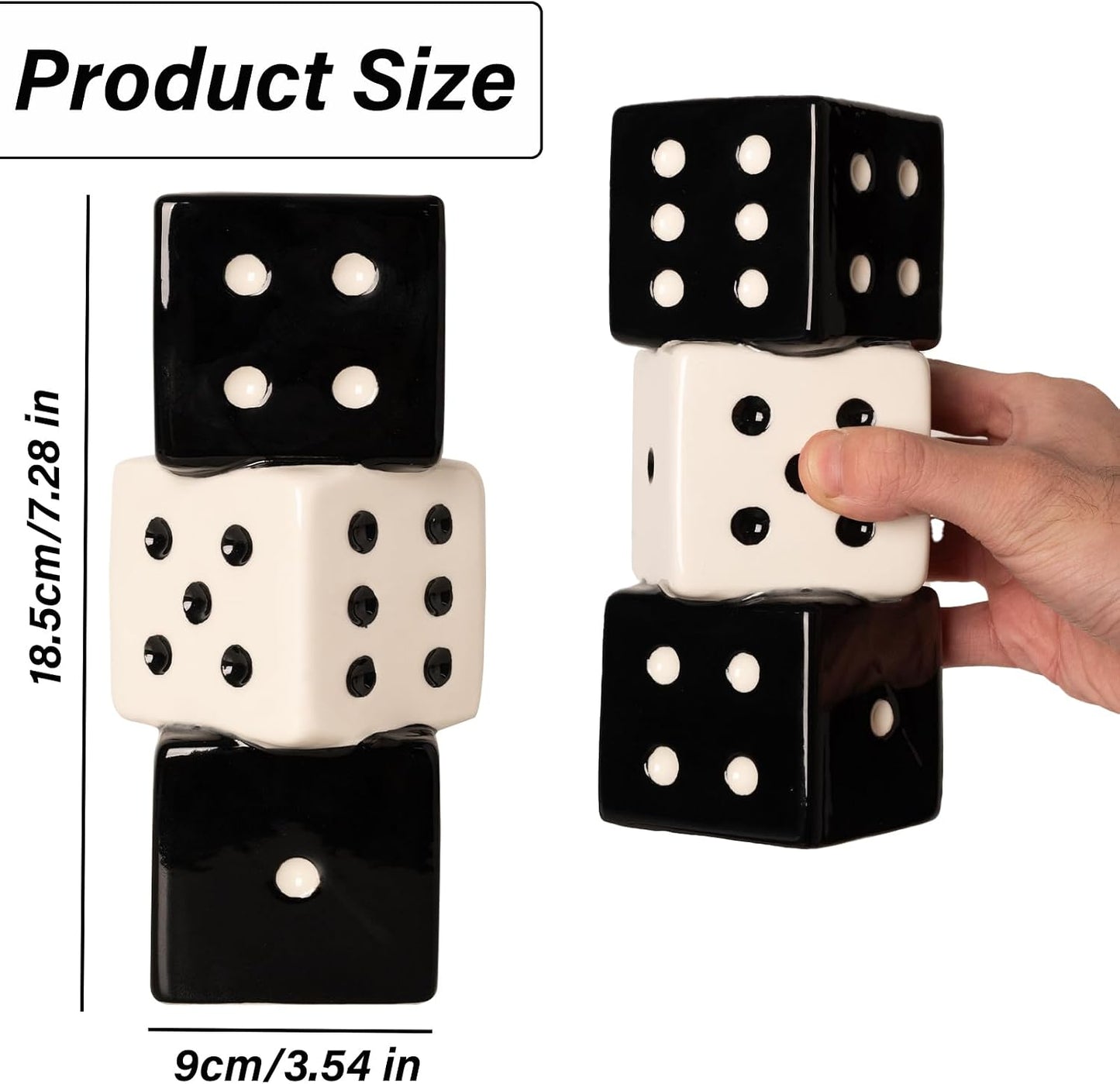 Unique Handmade Dice Vase / Black and White Dice Vase