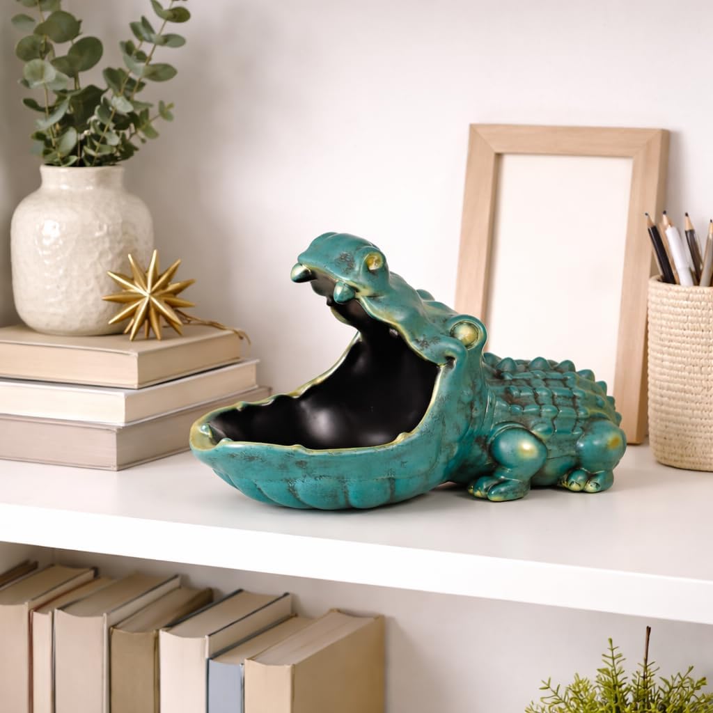 Alligator Statue Key Bowl / Green