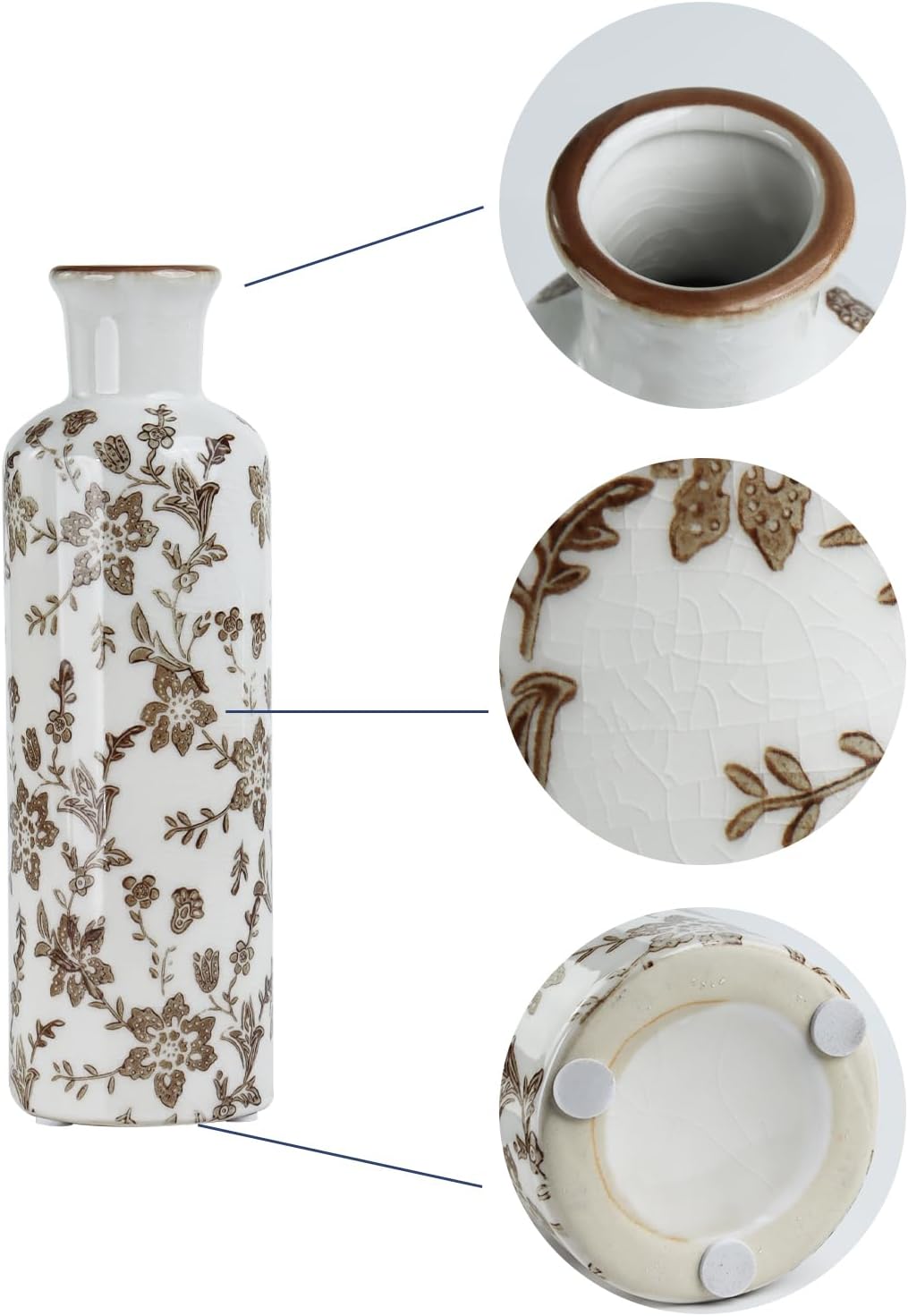 Ceramic Vase / Vintage Ceramic Flower Vases / Brown / Set of 3