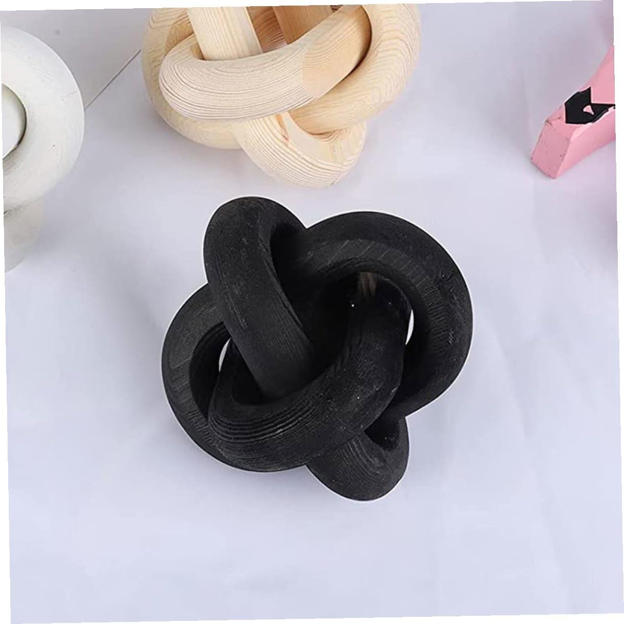 Handmade Wooden Chain Knot Book Shelf Ornament Wooden Handicraft Festival Decor