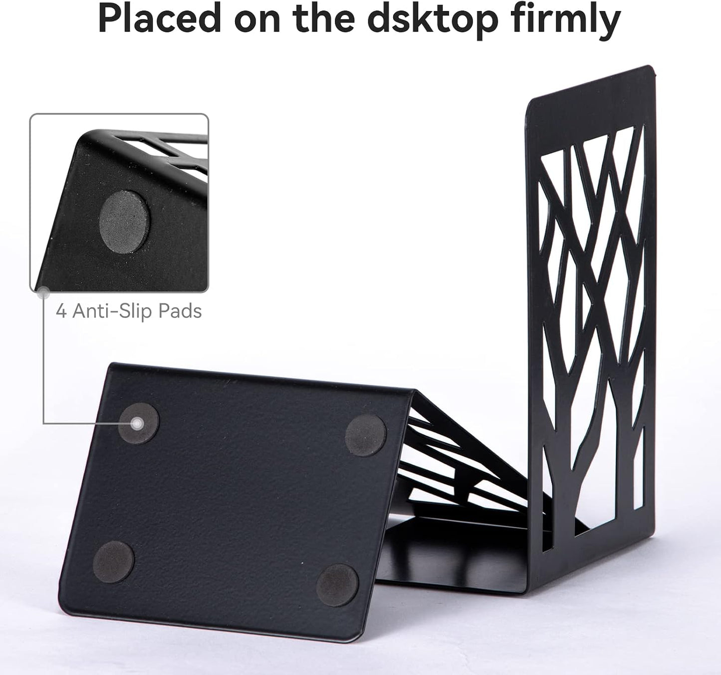 Black Metal Book Shelf Holder Home / Black-3 Pair