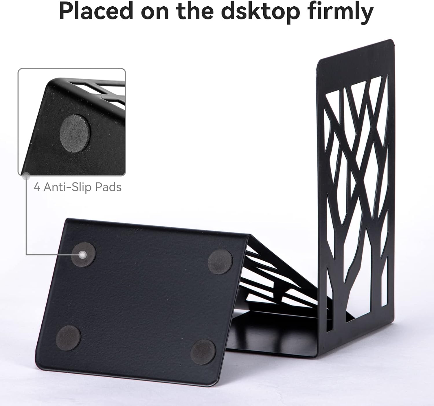 Black Metal Book Shelf Holder Home / Black-3 Pair