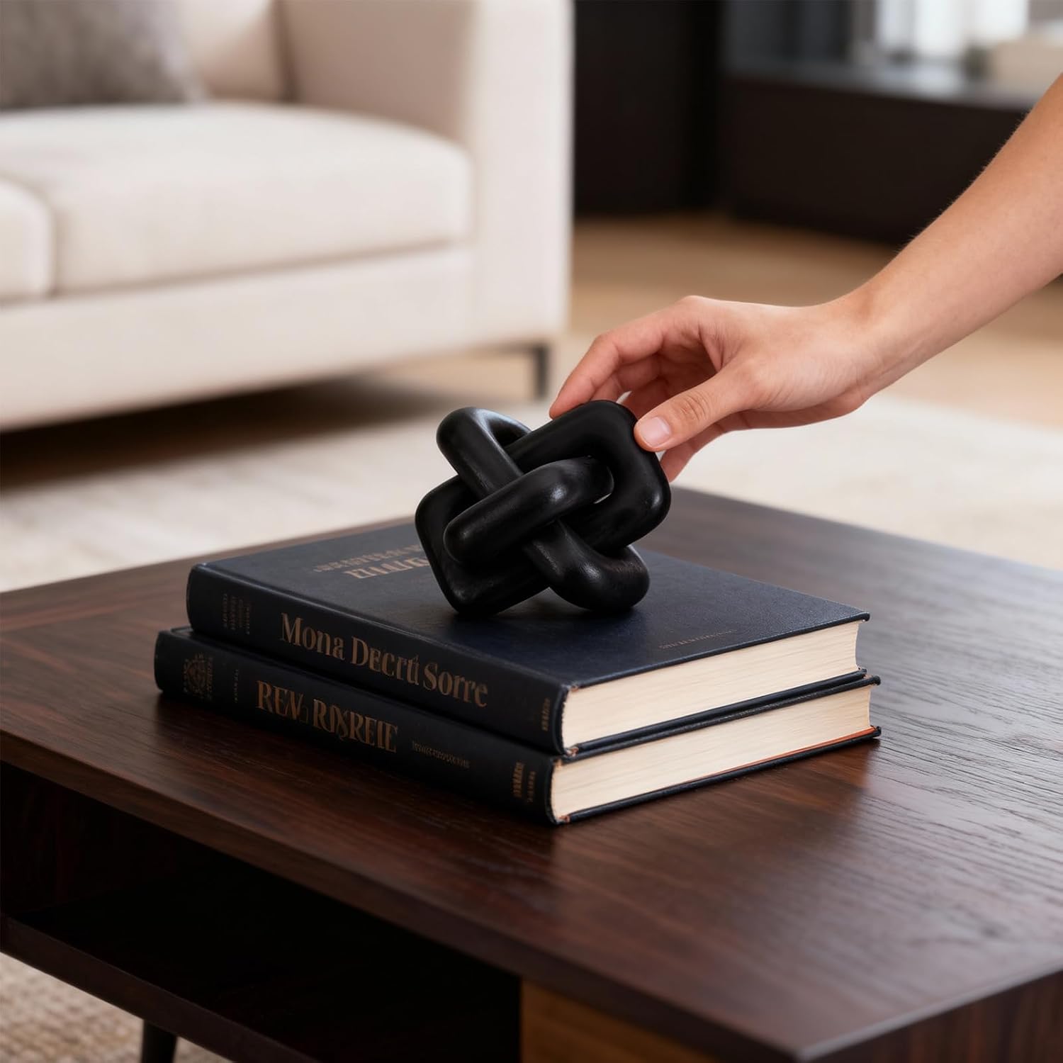 Wooden Knot Decoration Bohemian Decoration Hand-Carved Knot Coffee Table Decoration Suitable / Black
