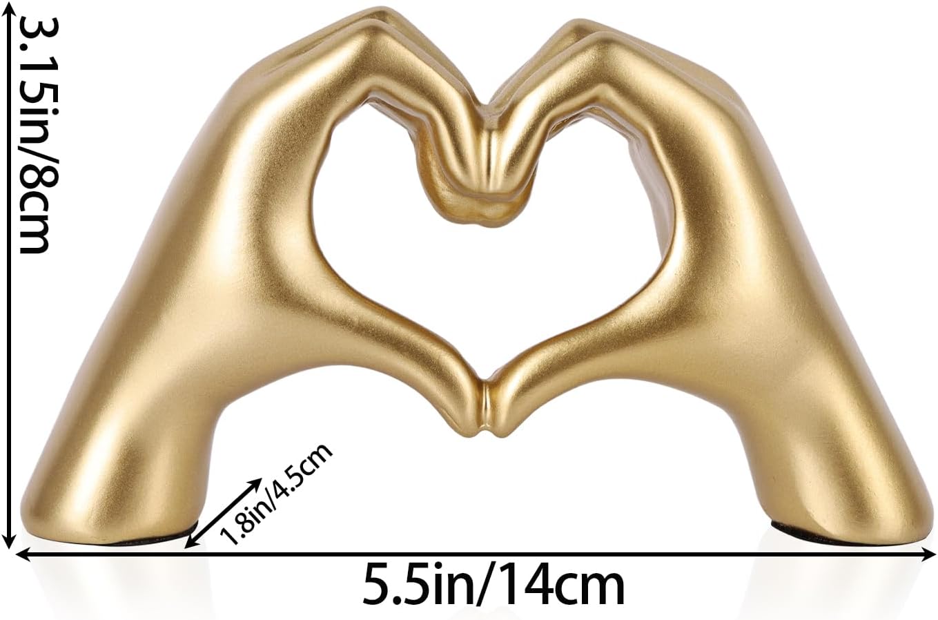 Heart Shaped Hand Statue / Gold